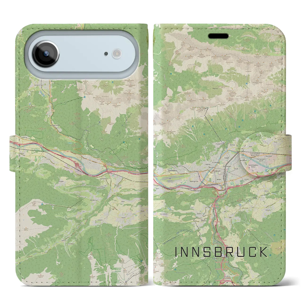 【インスブルック(オーストリア)】地図柄iPhoneケース(手帳タイプ)