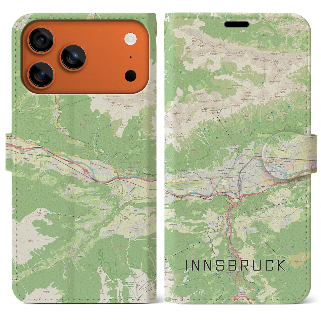 【インスブルック(オーストリア)】地図柄iPhoneケース(手帳タイプ)