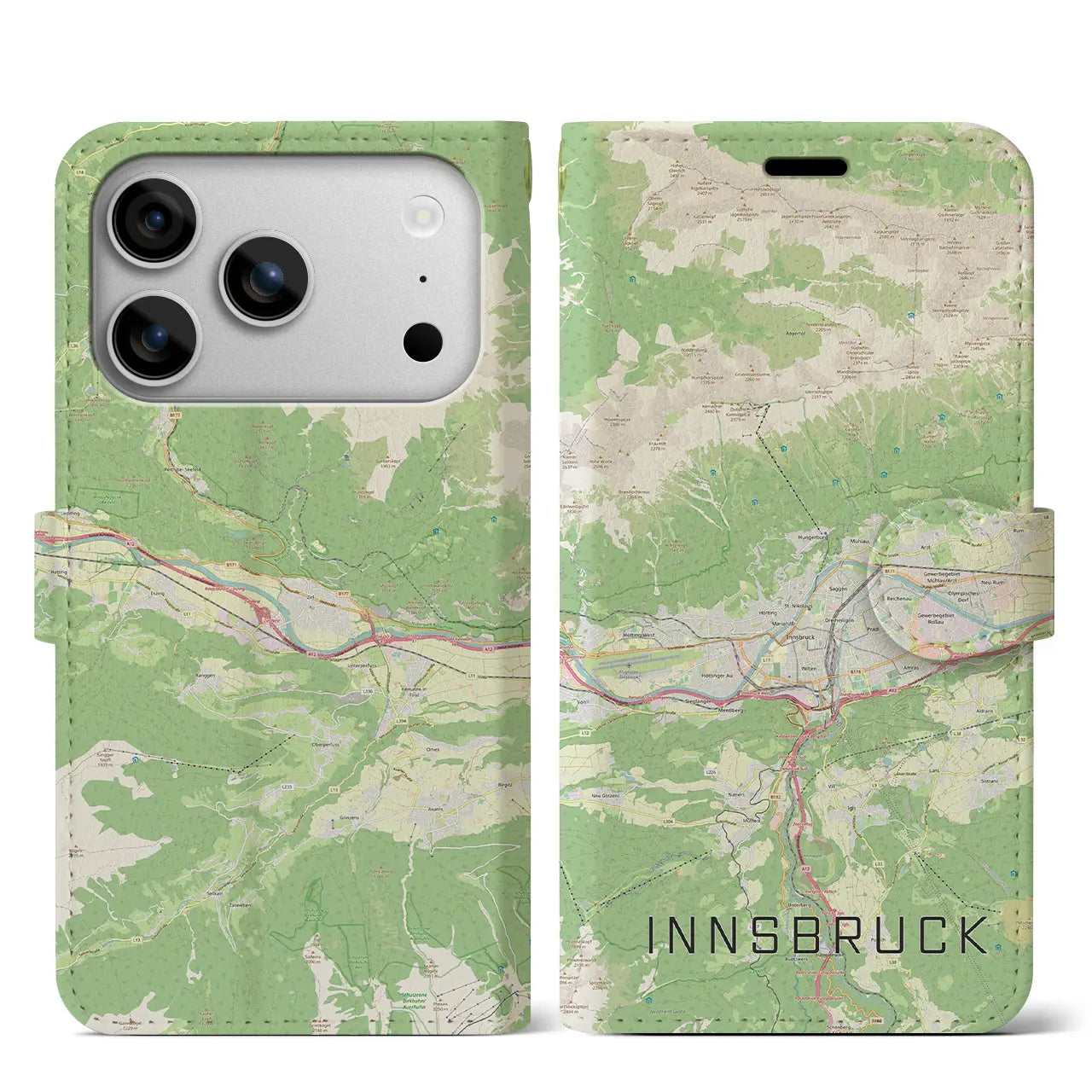 【インスブルック(オーストリア)】地図柄iPhoneケース(手帳タイプ)