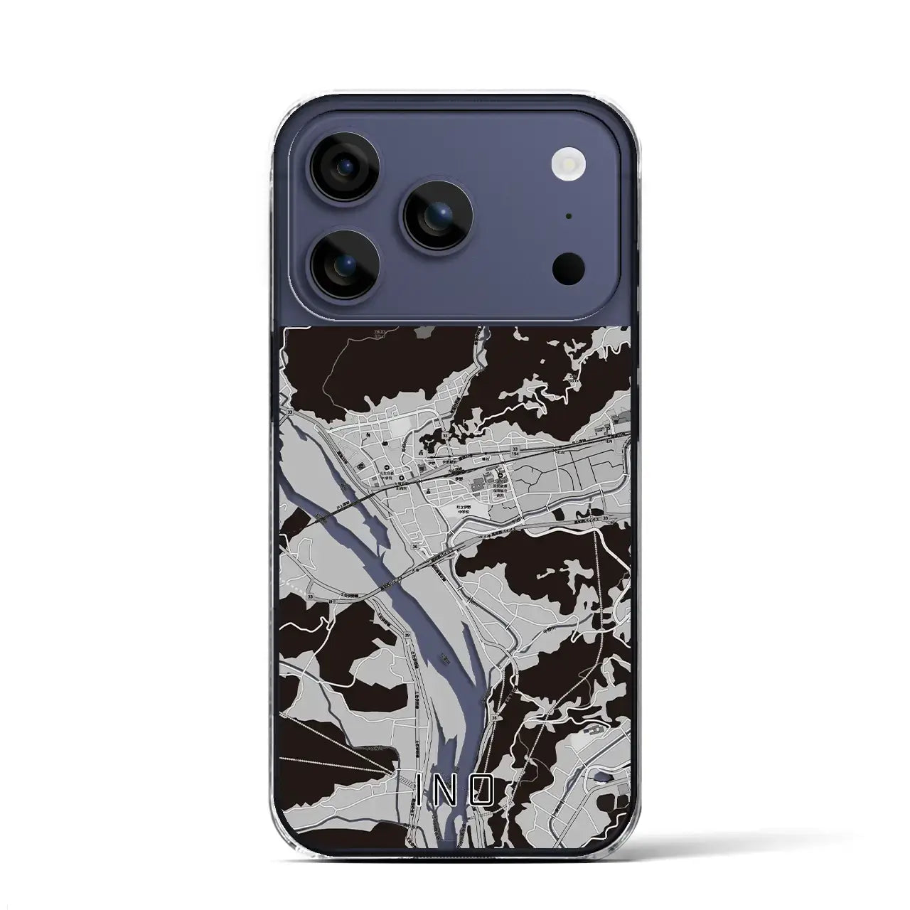 【伊野(高知県)】地図柄iPhoneケース(クリアタイプ)モノトーン・iPhone 17 Pro Max 用
