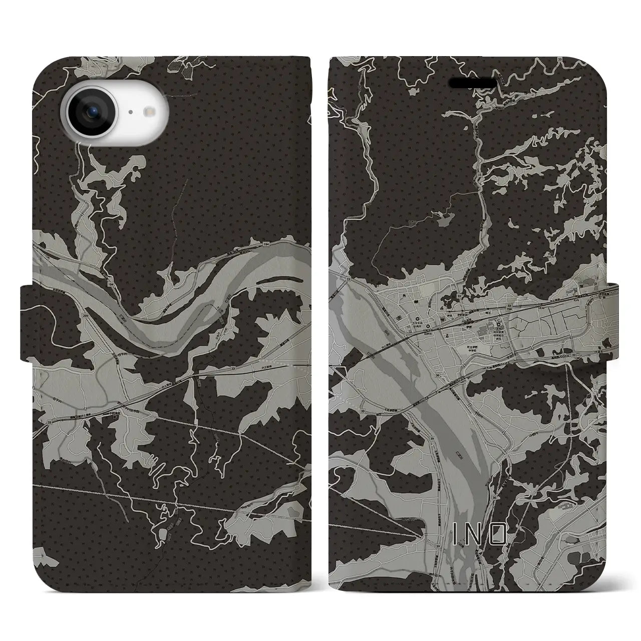 【伊野(高知県)】地図柄iPhoneケース(手帳タイプ)