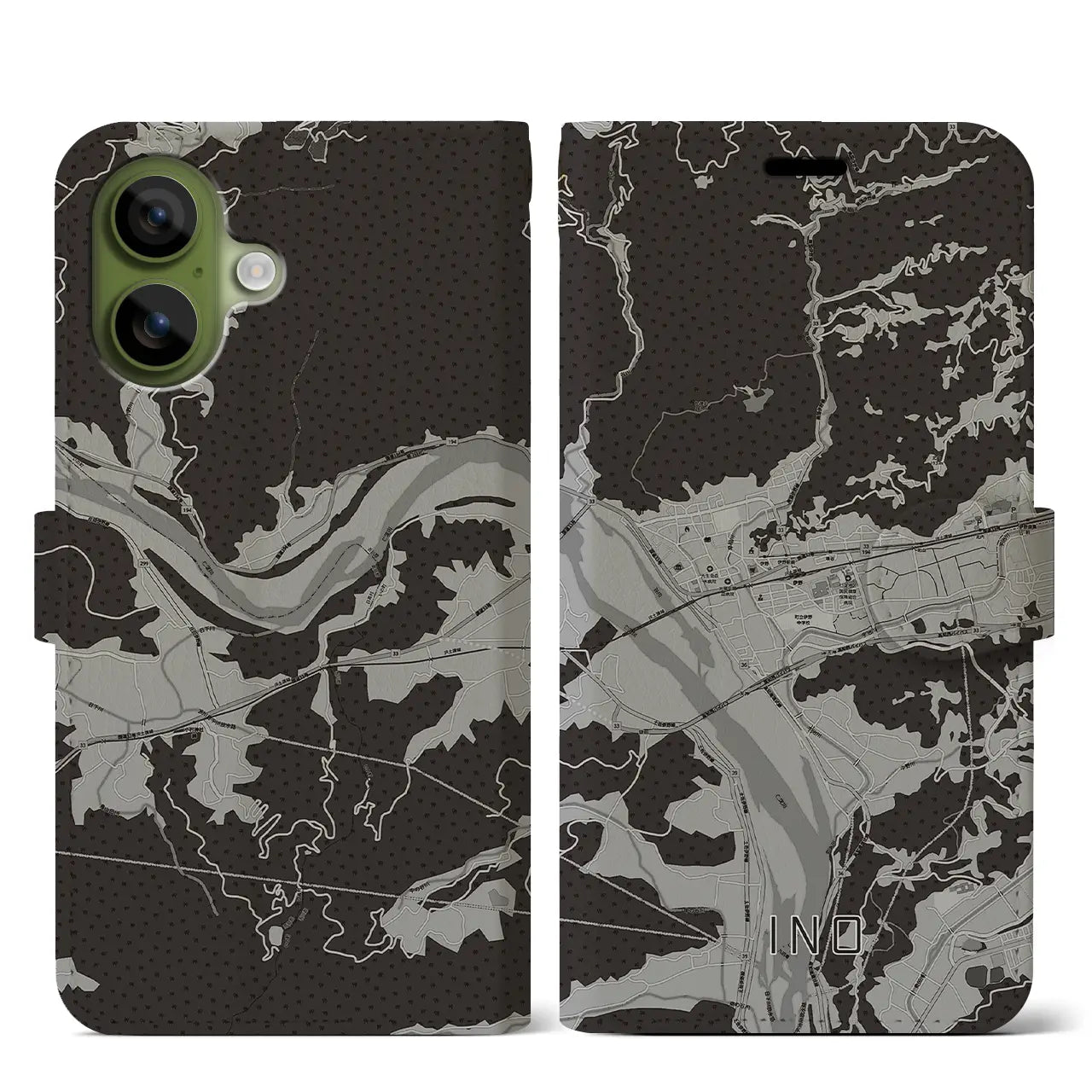 【伊野(高知県)】地図柄iPhoneケース(手帳タイプ)