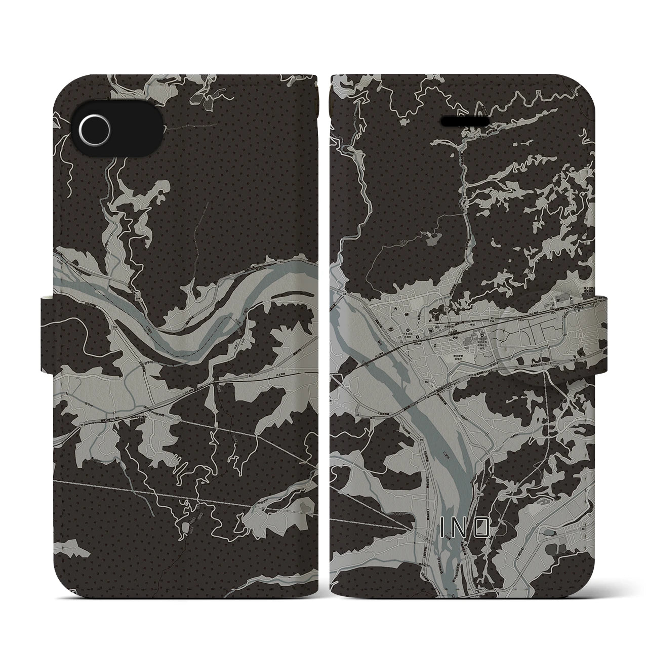 【伊野(高知県)】地図柄iPhoneケース(手帳タイプ)