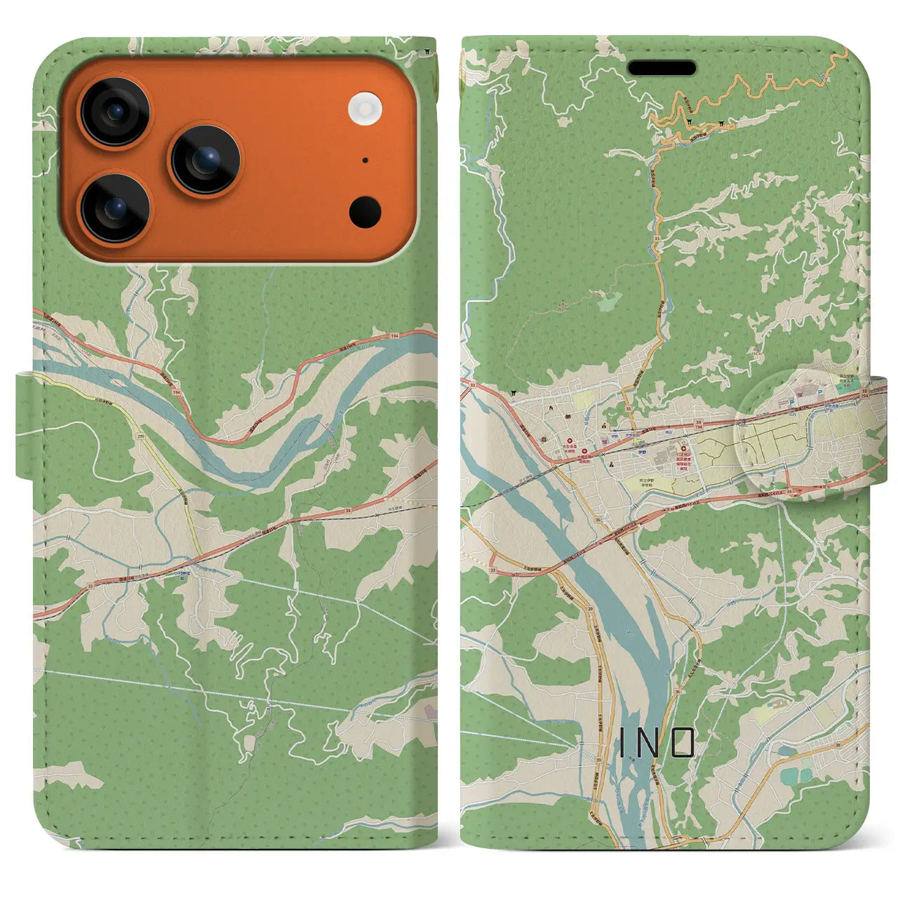 【伊野(高知県)】地図柄iPhoneケース(手帳タイプ)