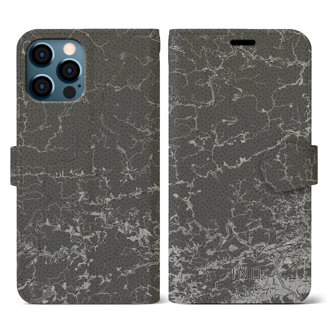 【いの(高知県)】地図柄iPhoneケース(手帳タイプ)