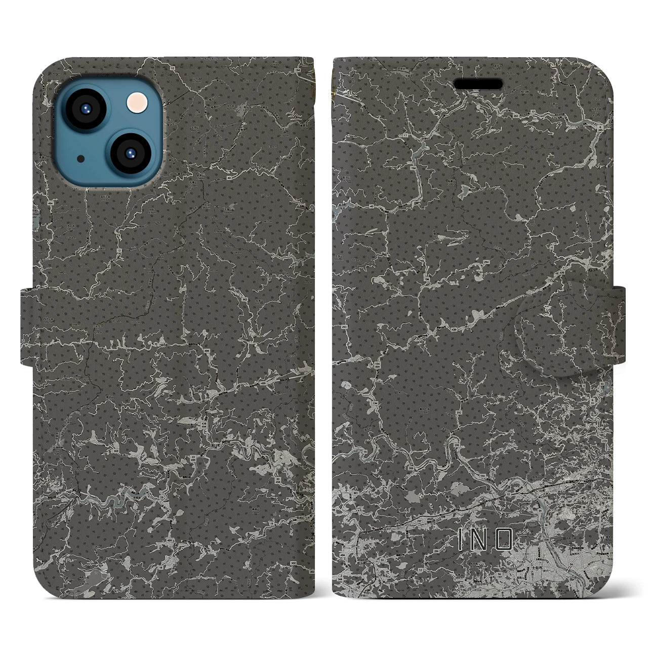 【いの(高知県)】地図柄iPhoneケース(手帳タイプ)