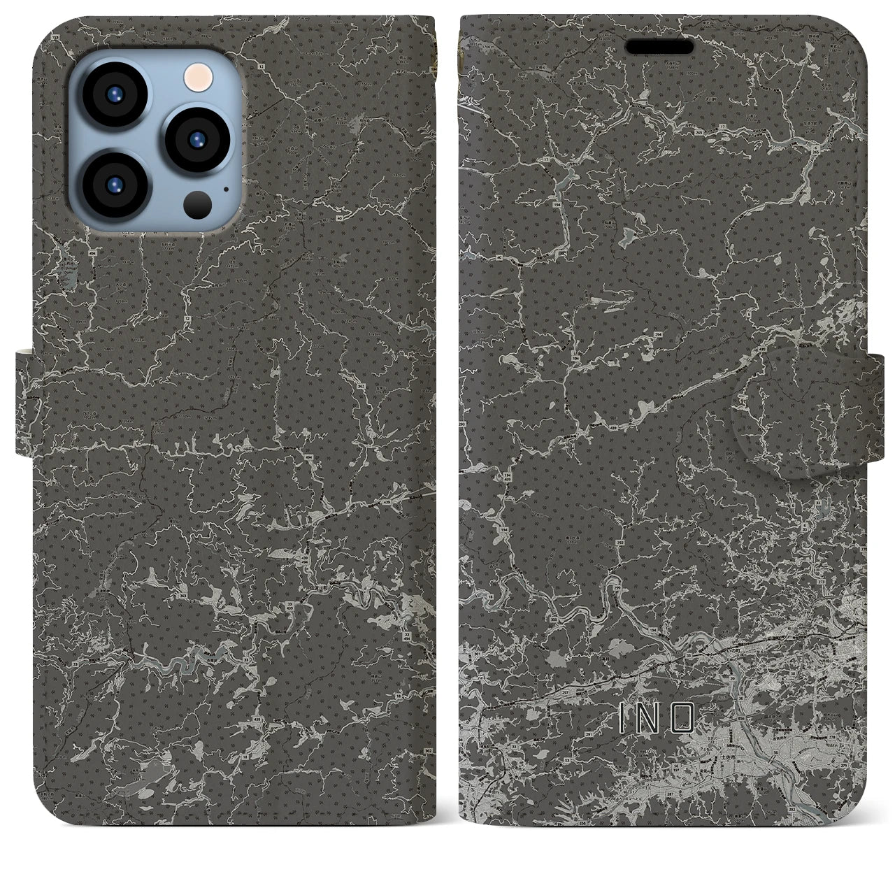 【いの(高知県)】地図柄iPhoneケース(手帳タイプ)