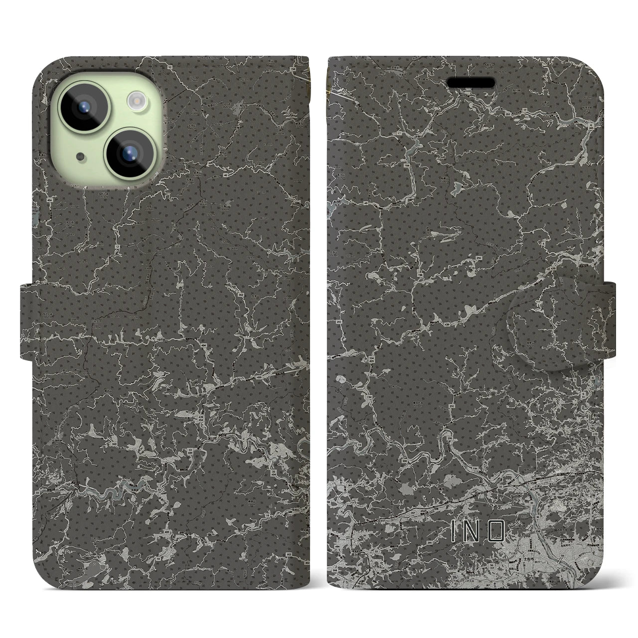 【いの(高知県)】地図柄iPhoneケース(手帳タイプ)