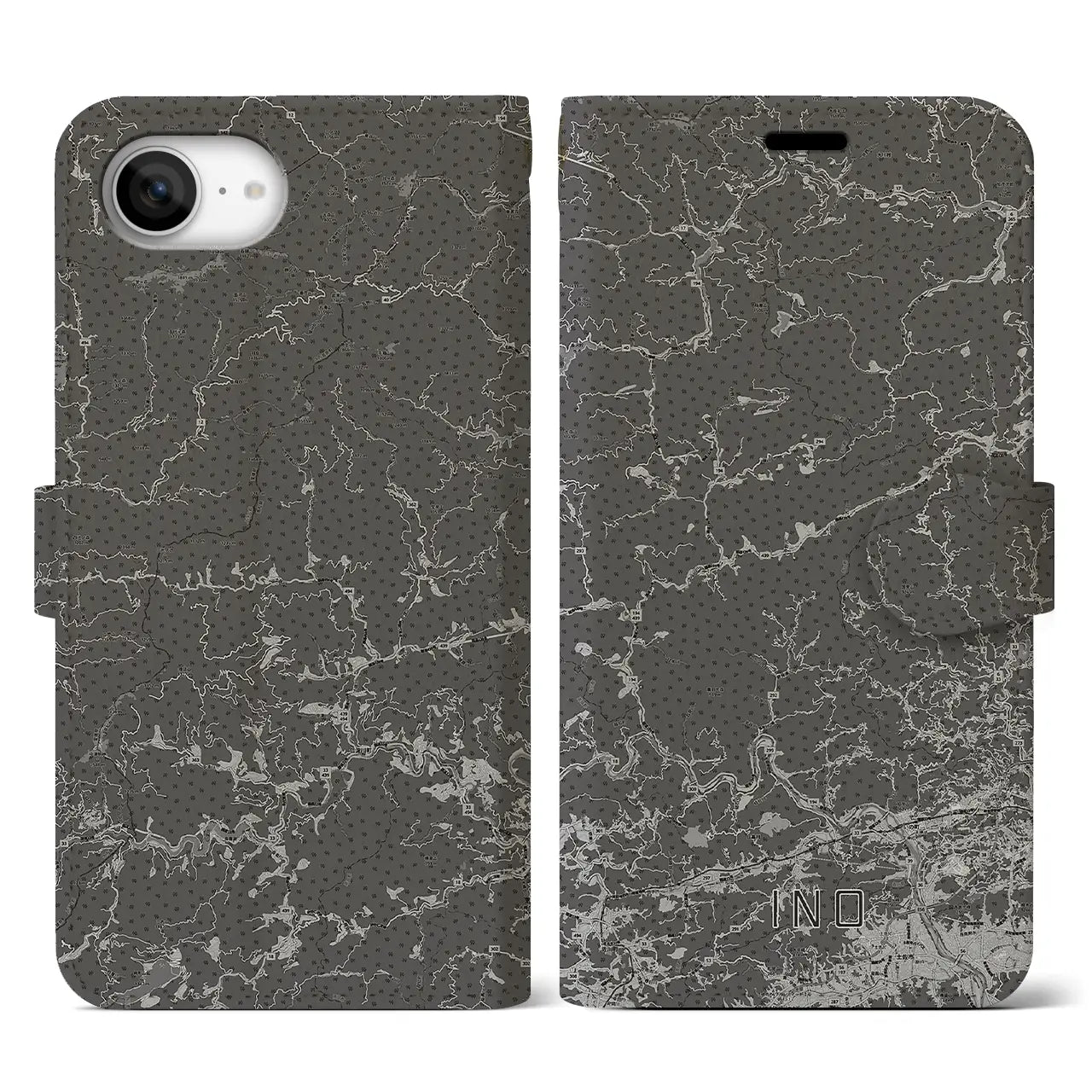 【いの(高知県)】地図柄iPhoneケース(手帳タイプ)