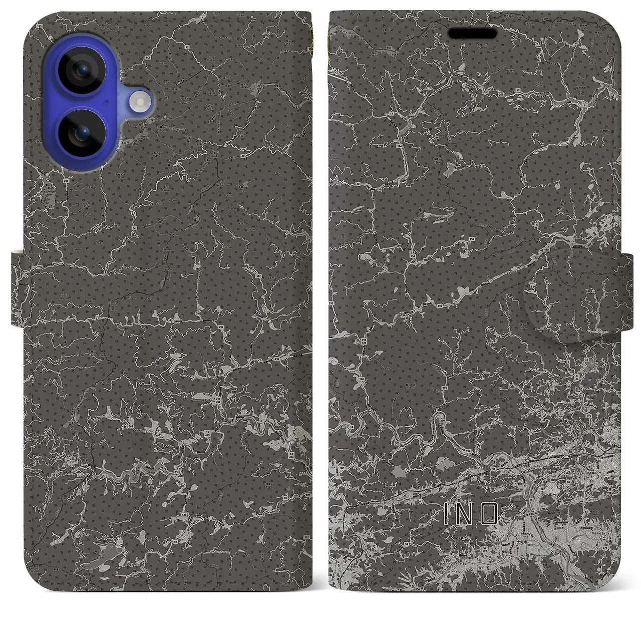 【いの(高知県)】地図柄iPhoneケース(手帳タイプ)