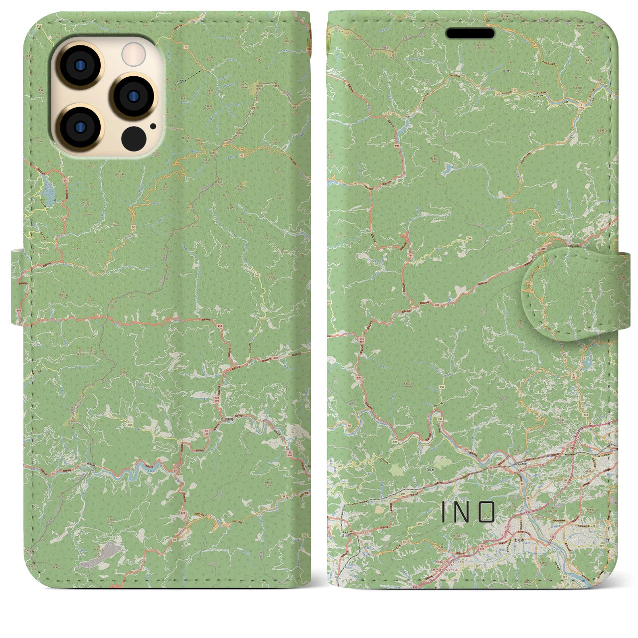 【いの(高知県)】地図柄iPhoneケース(手帳タイプ)ナチュラル・iPhone 12 Pro Max 用