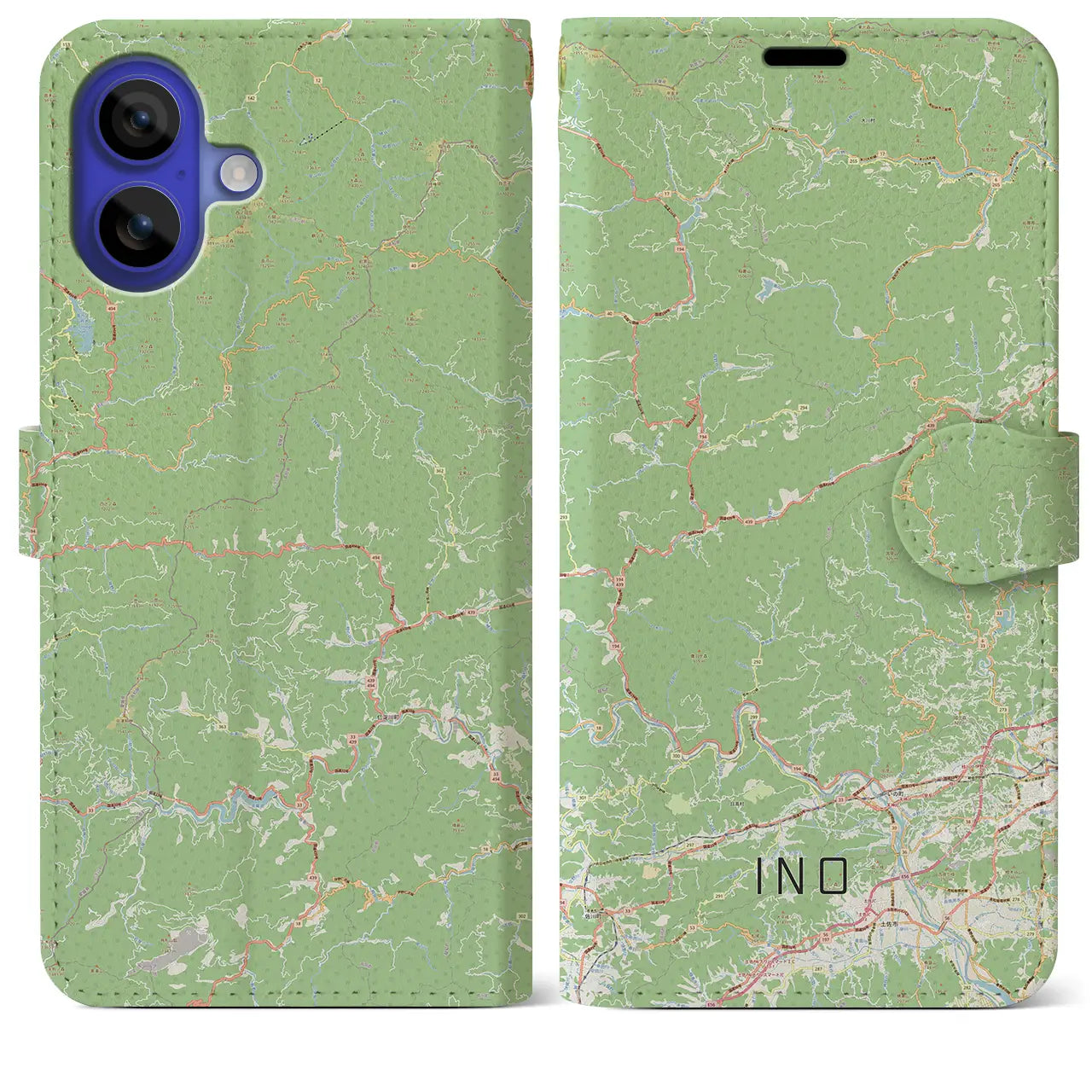 【いの(高知県)】地図柄iPhoneケース(手帳タイプ)