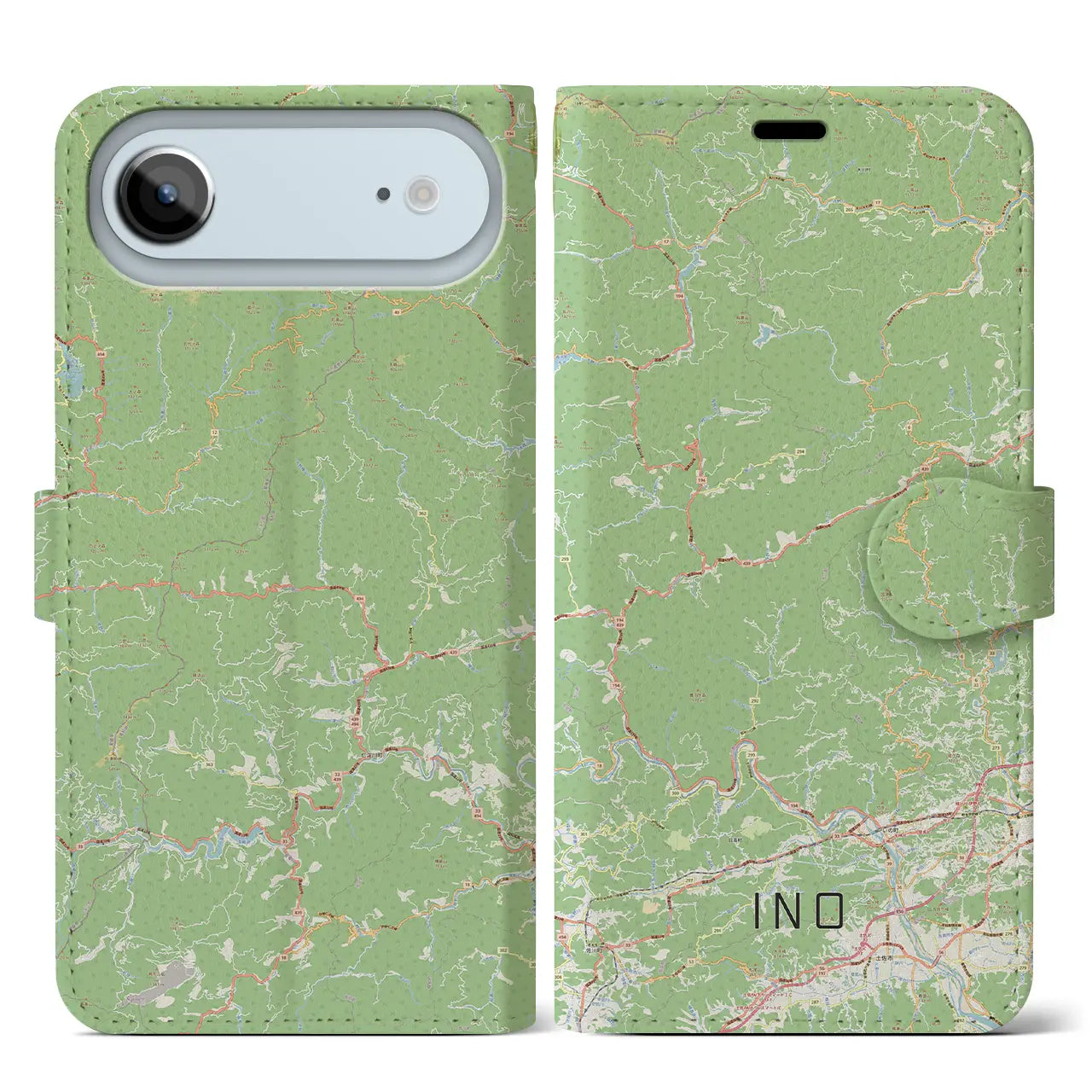 【いの(高知県)】地図柄iPhoneケース(手帳タイプ)