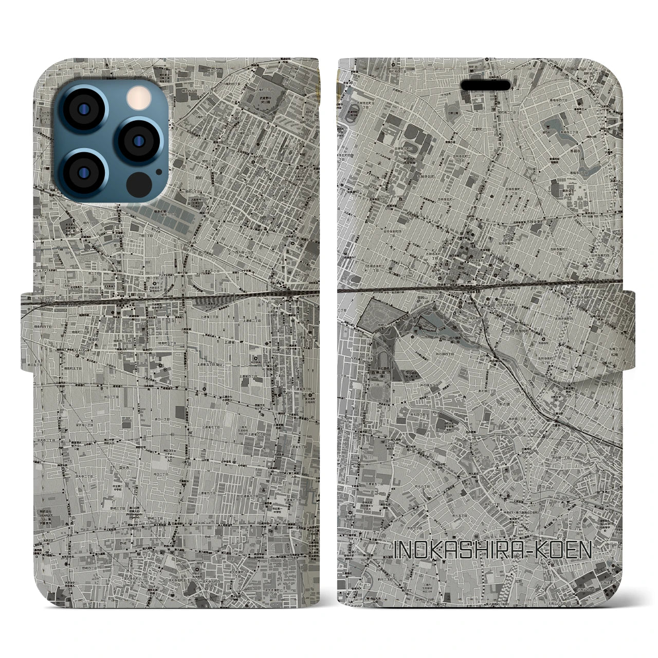 【井の頭公園(東京都)】地図柄iPhoneケース(手帳タイプ)