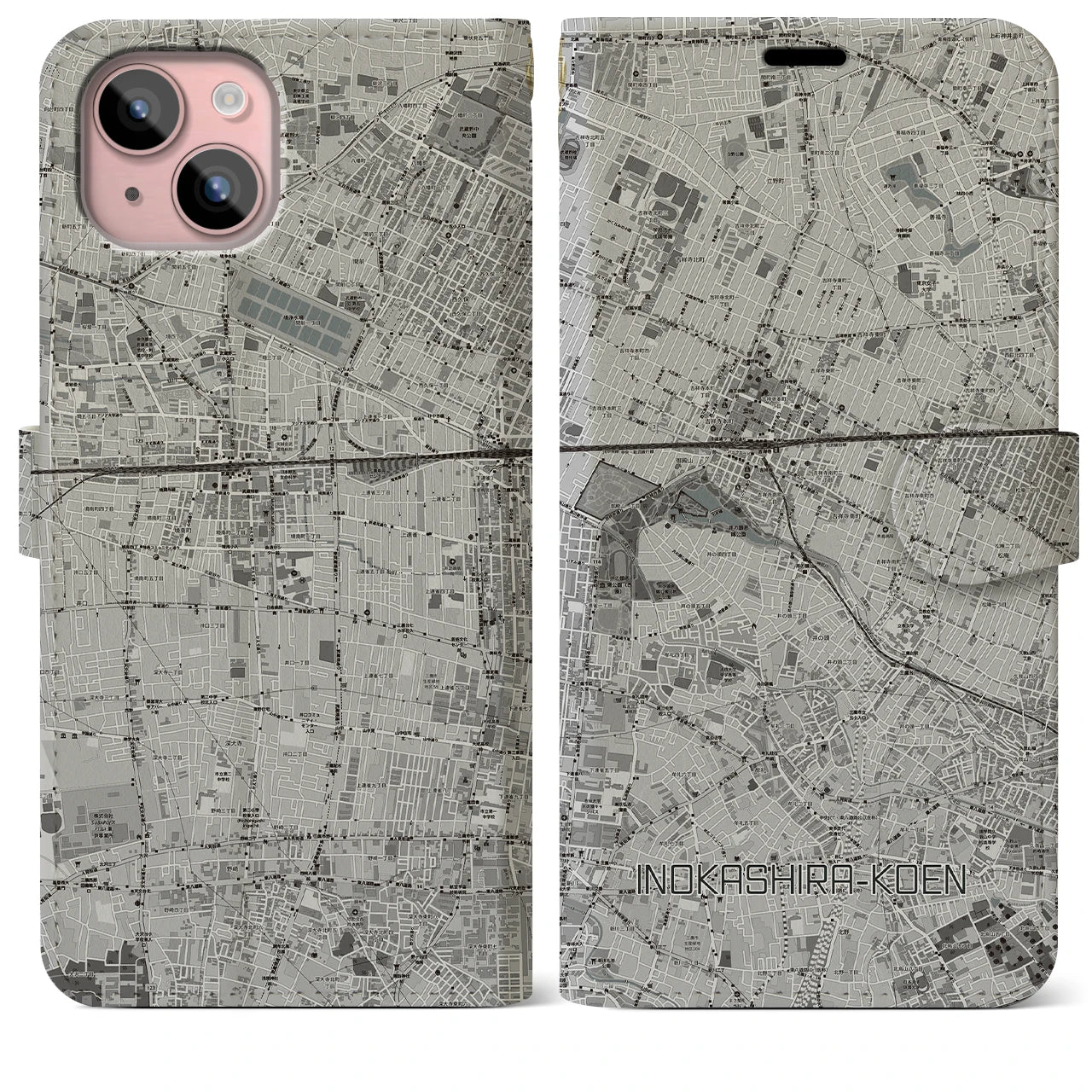 【井の頭公園(東京都)】地図柄iPhoneケース(手帳タイプ)