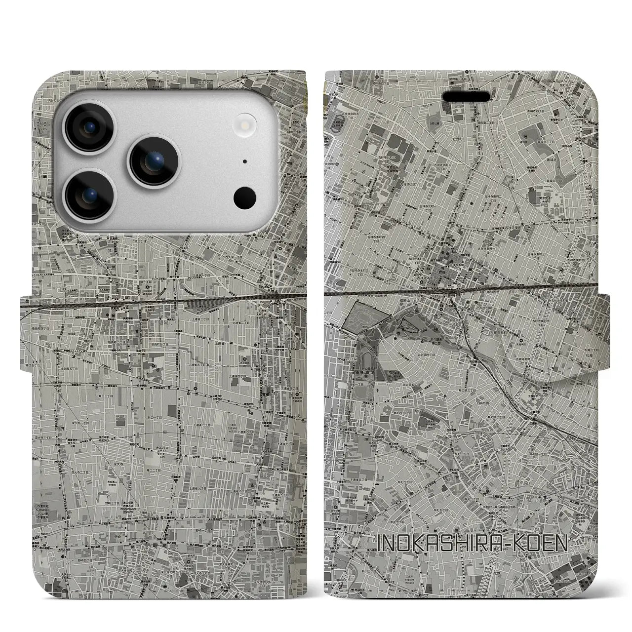 【井の頭公園(東京都)】地図柄iPhoneケース(手帳タイプ)