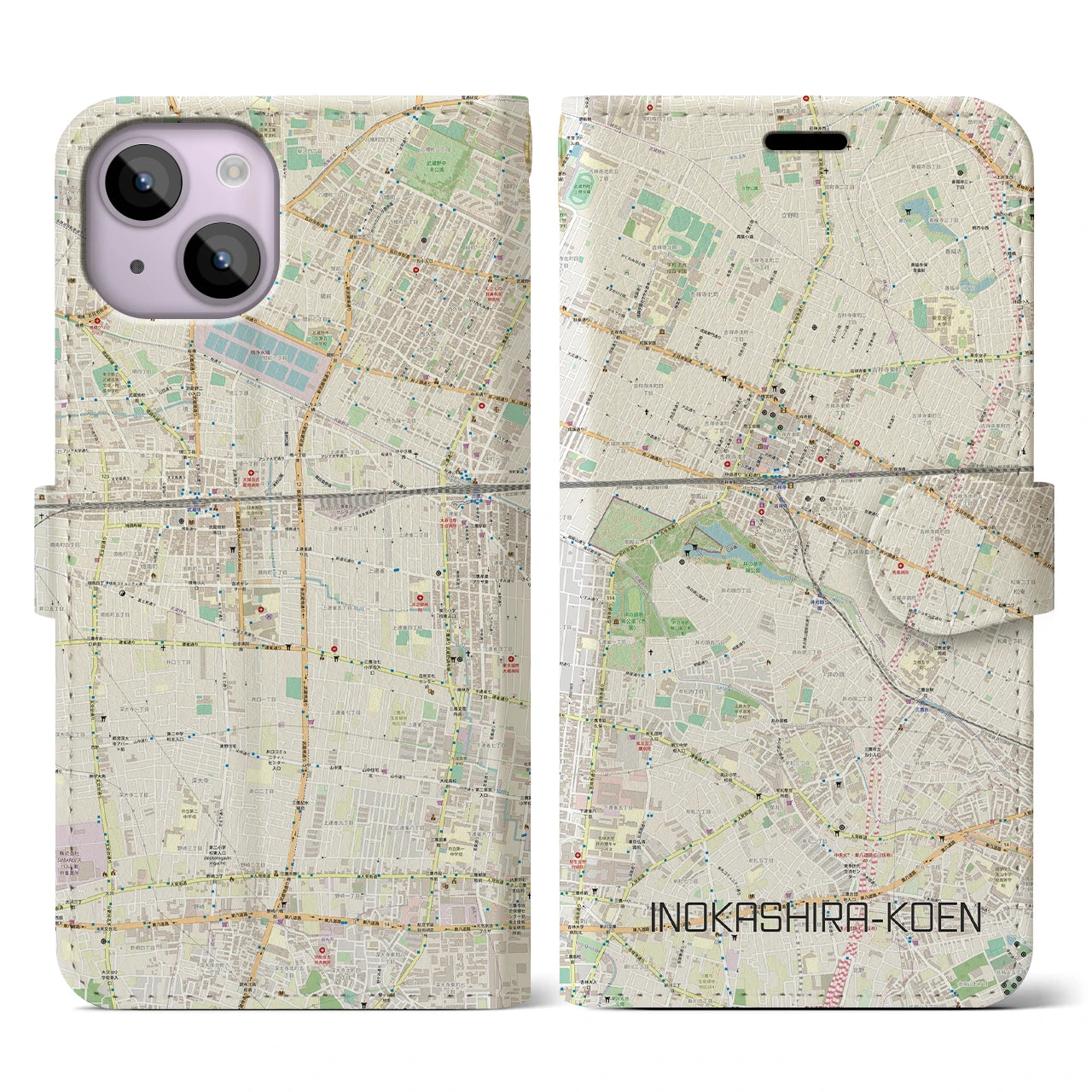 【井の頭公園(東京都)】地図柄iPhoneケース(手帳タイプ)