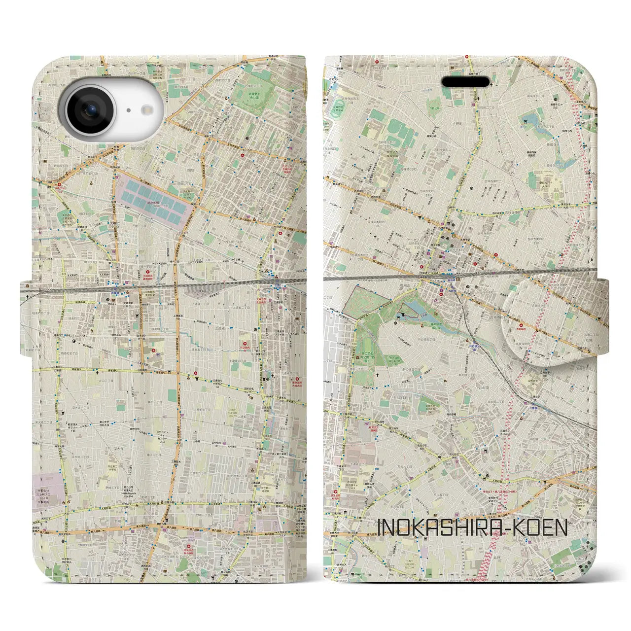 【井の頭公園(東京都)】地図柄iPhoneケース(手帳タイプ)