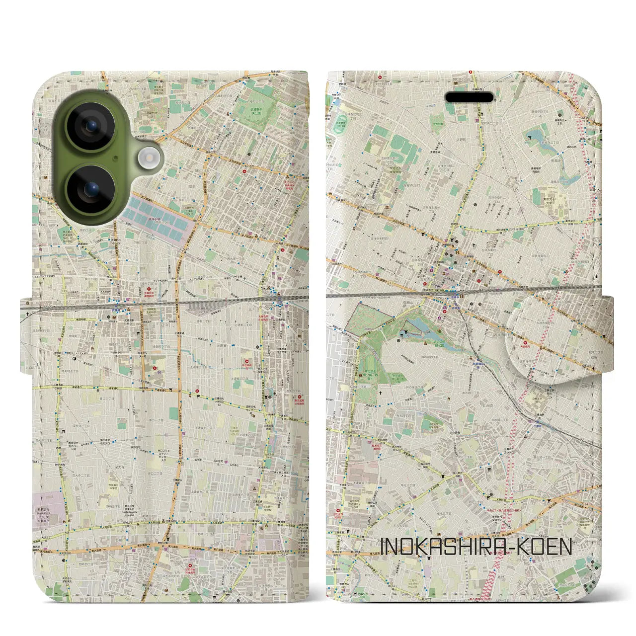 【井の頭公園(東京都)】地図柄iPhoneケース(手帳タイプ)