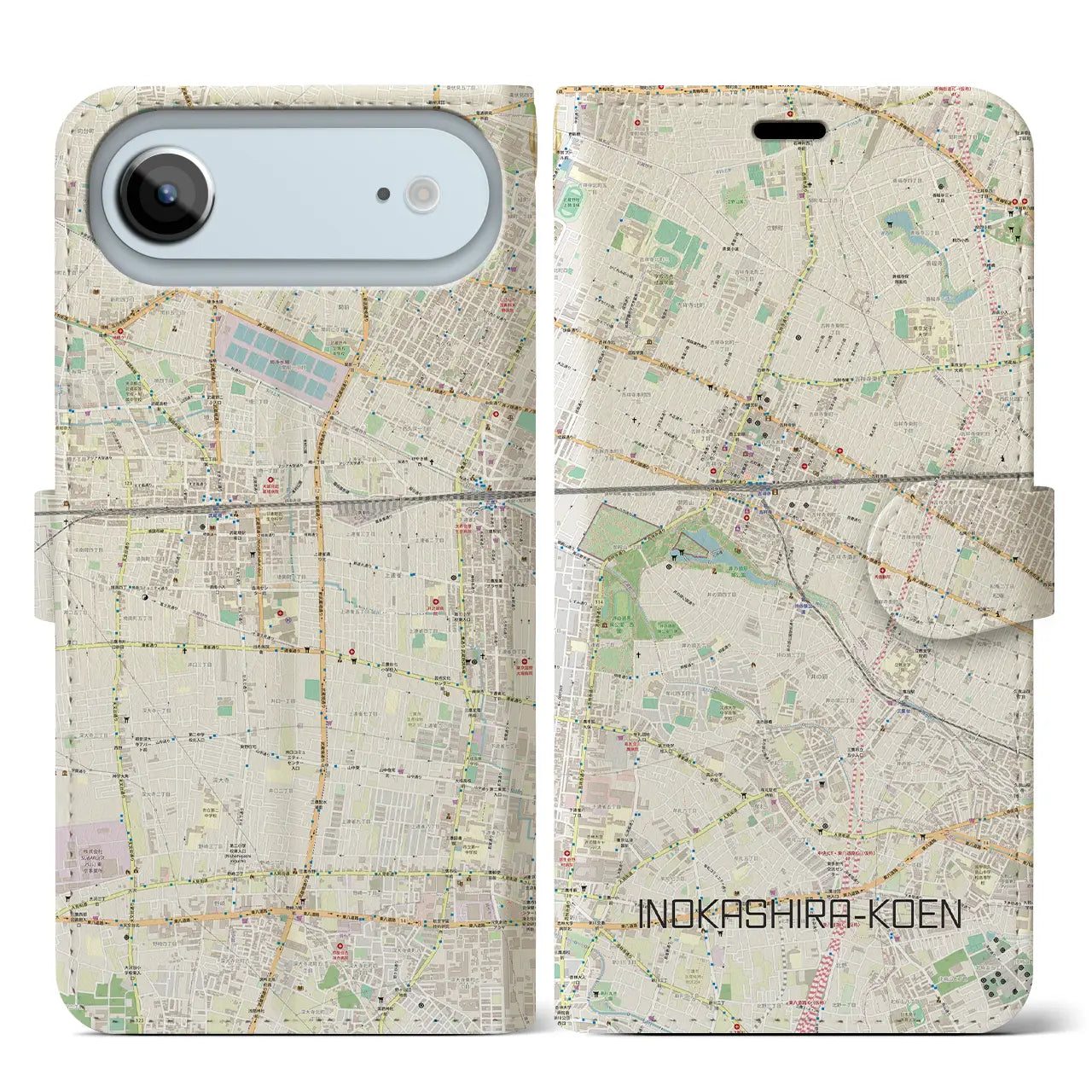 【井の頭公園(東京都)】地図柄iPhoneケース(手帳タイプ)