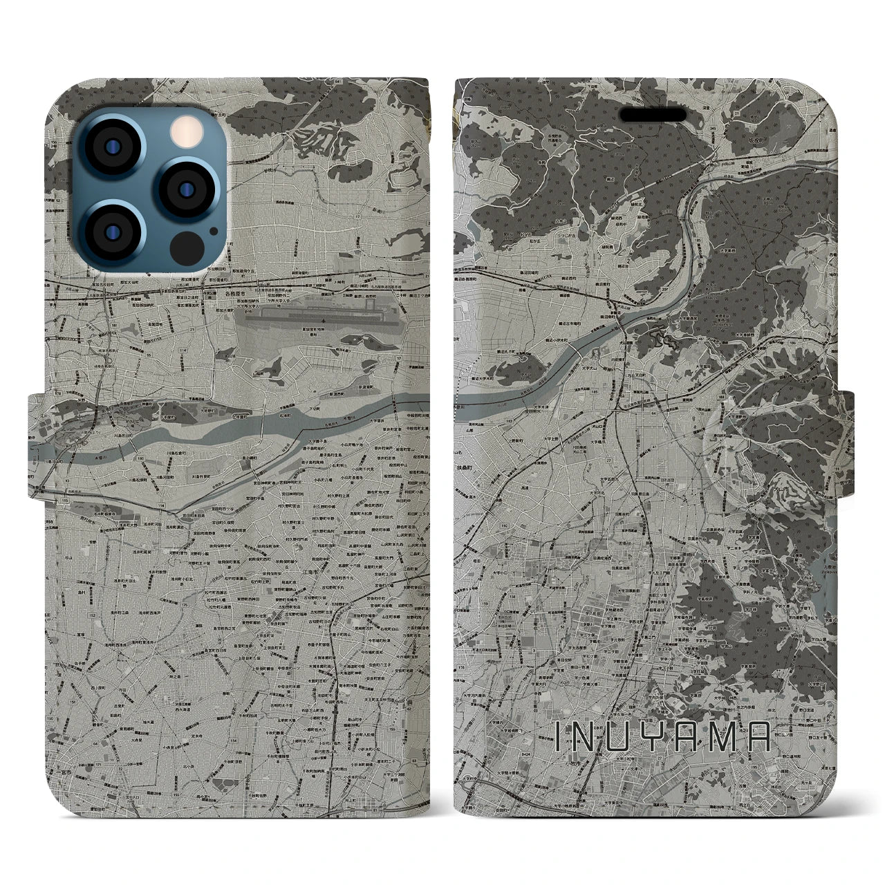 【犬山(愛知県)】地図柄iPhoneケース(手帳タイプ)