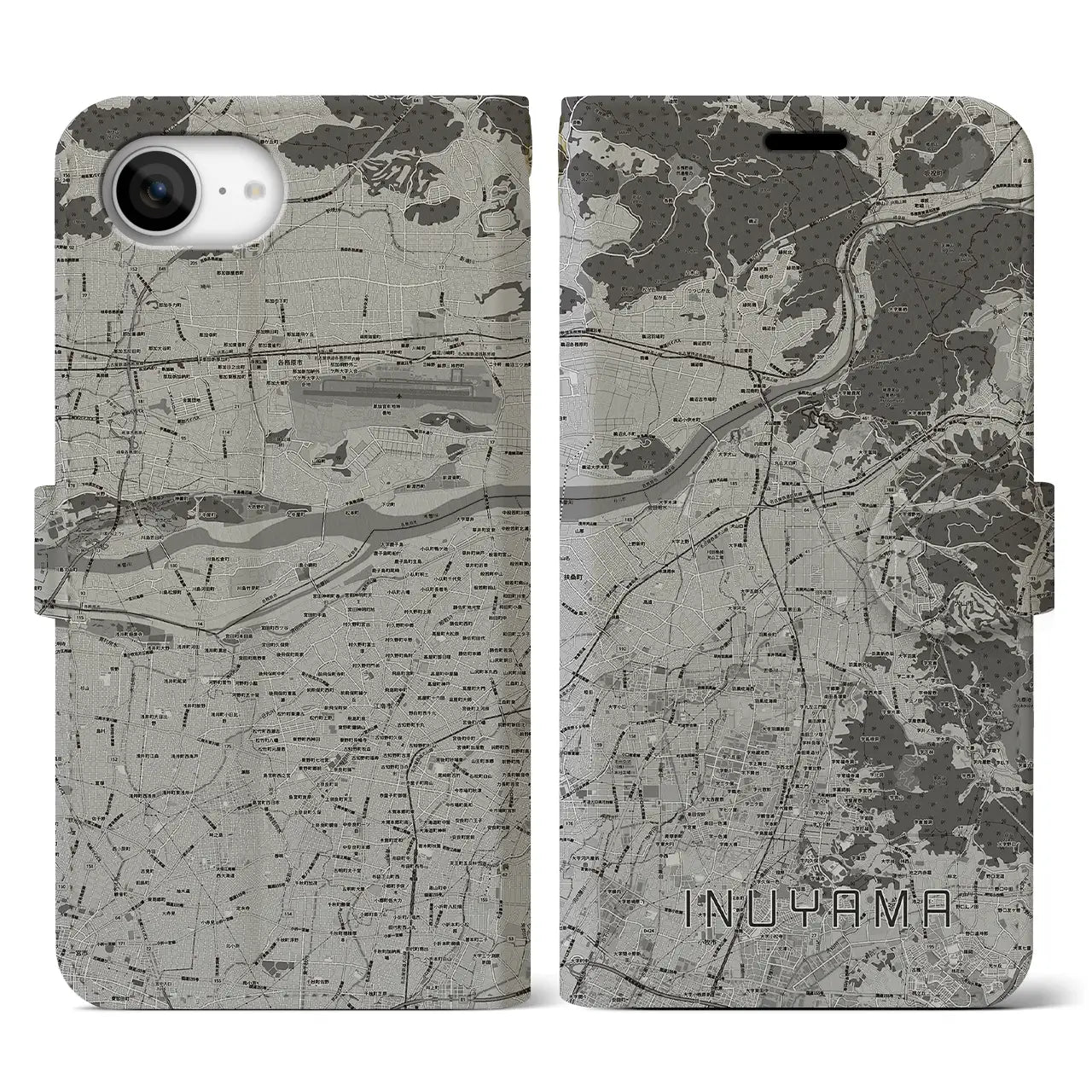 【犬山(愛知県)】地図柄iPhoneケース(手帳タイプ)