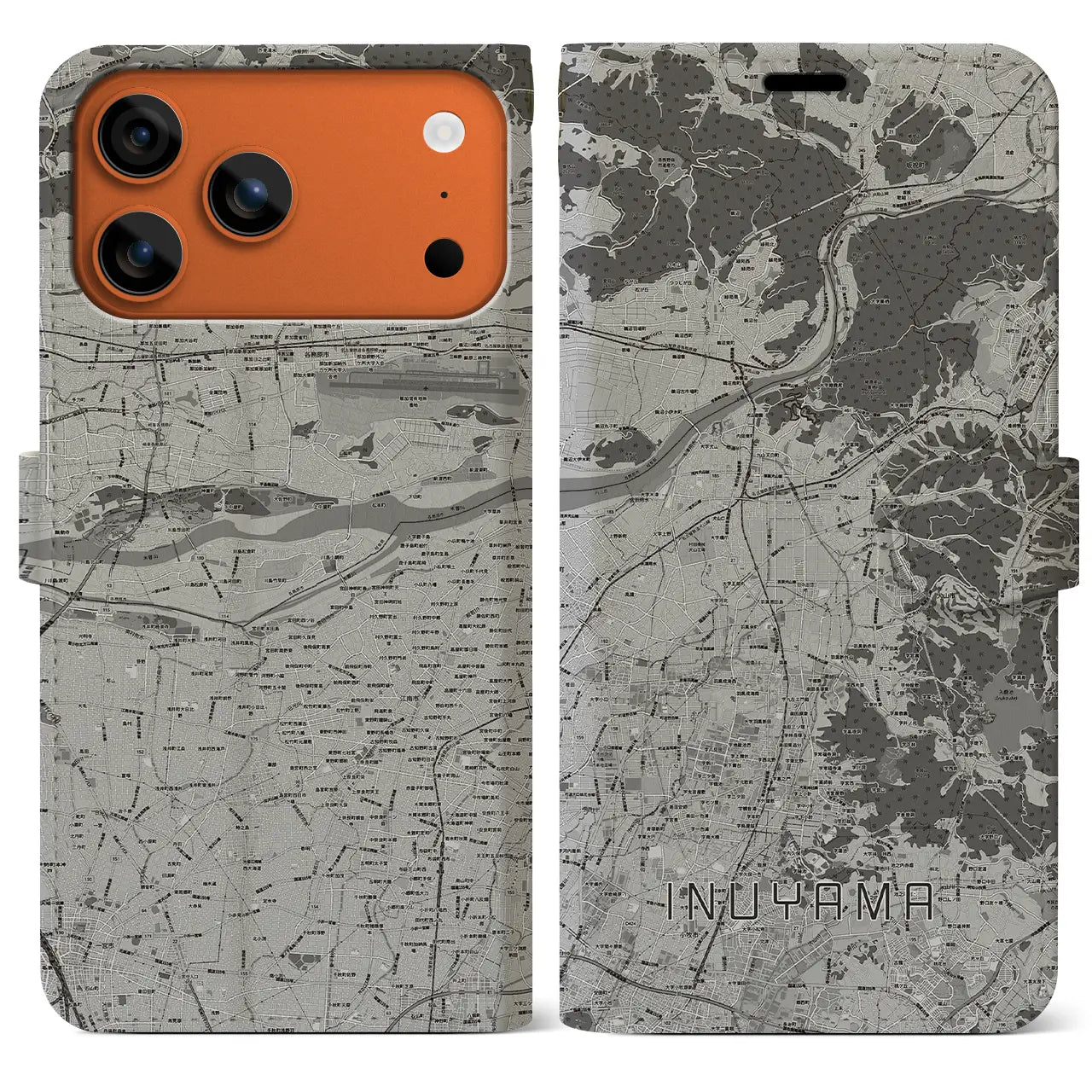 【犬山(愛知県)】地図柄iPhoneケース(手帳タイプ)