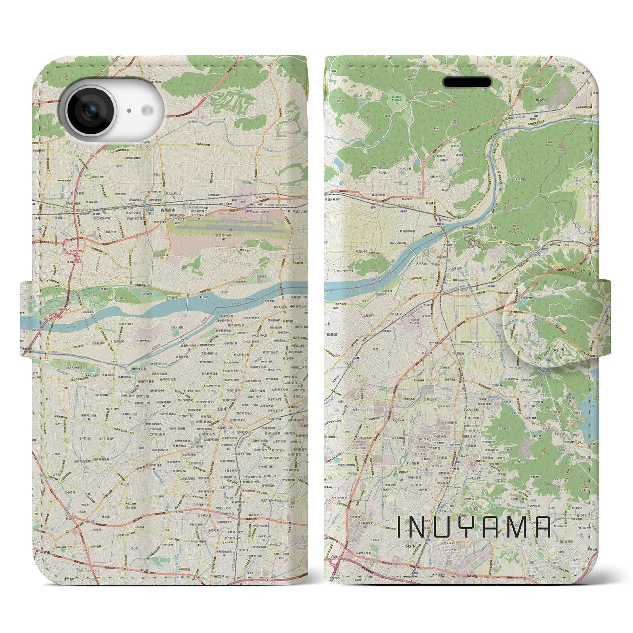 【犬山(愛知県)】地図柄iPhoneケース(手帳タイプ)