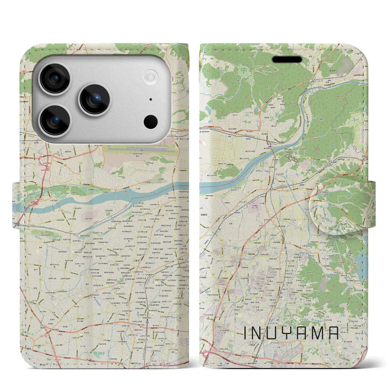 【犬山(愛知県)】地図柄iPhoneケース(手帳タイプ)