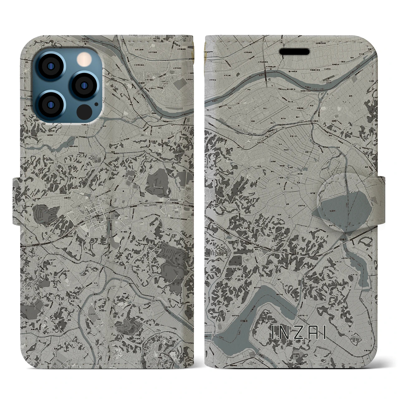 【印西(千葉県)】地図柄iPhoneケース(手帳タイプ)