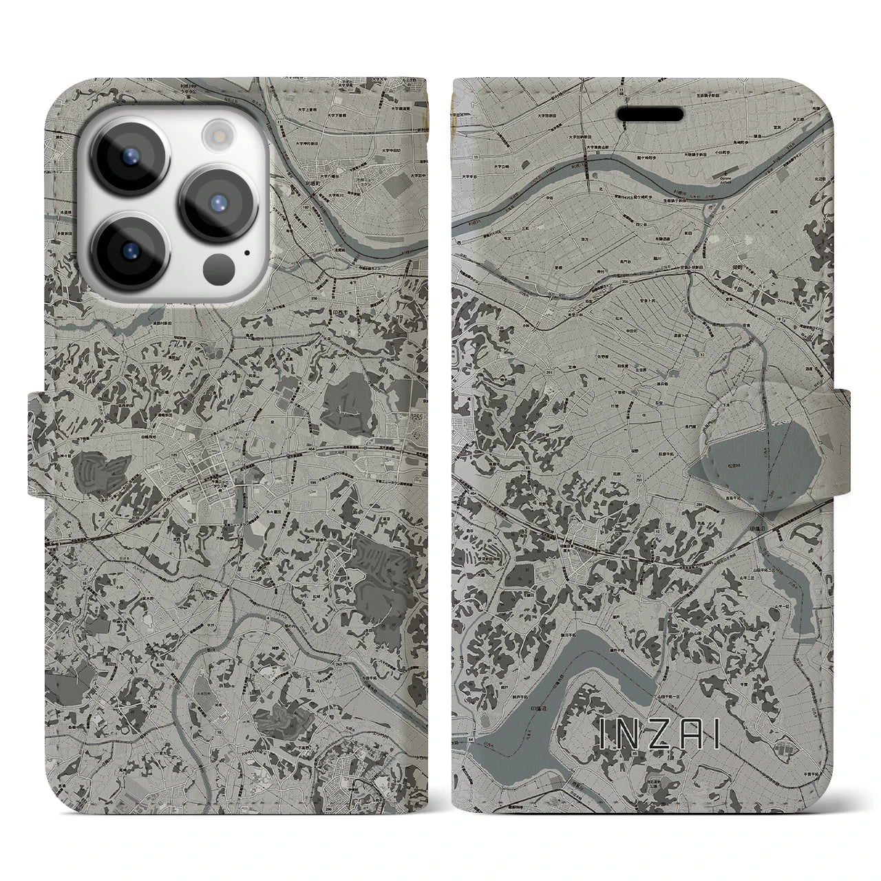 【印西(千葉県)】地図柄iPhoneケース(手帳タイプ)