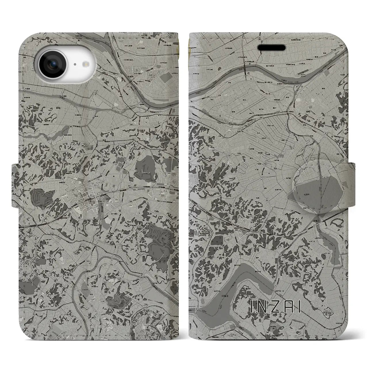 【印西(千葉県)】地図柄iPhoneケース(手帳タイプ)