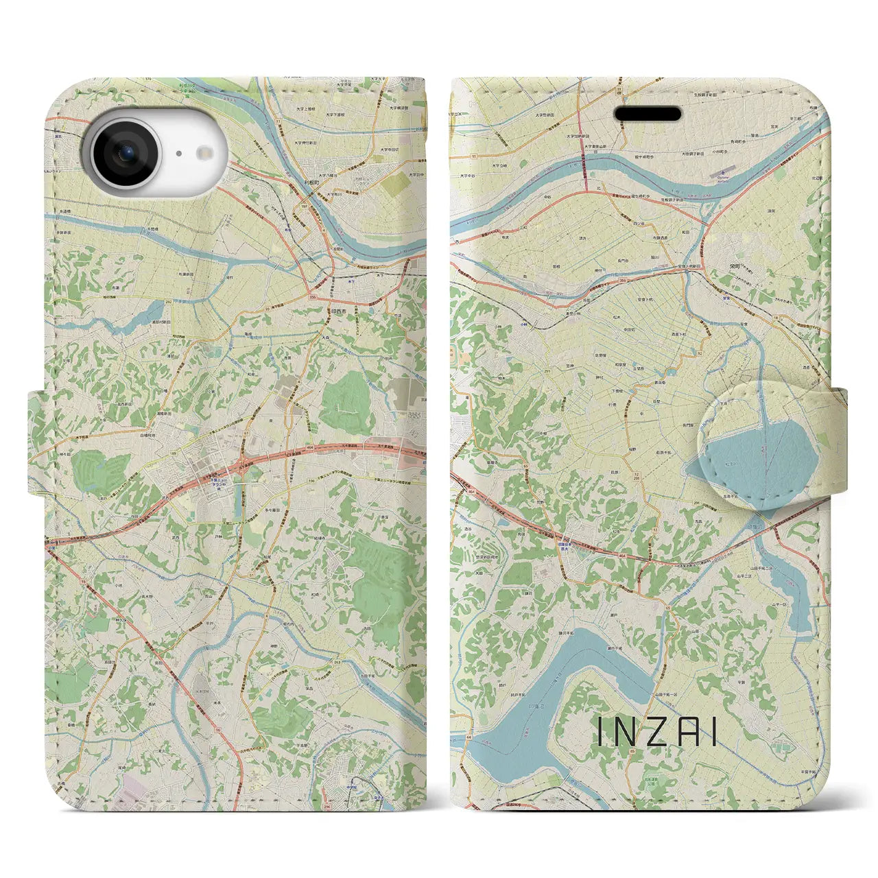 【印西(千葉県)】地図柄iPhoneケース(手帳タイプ)