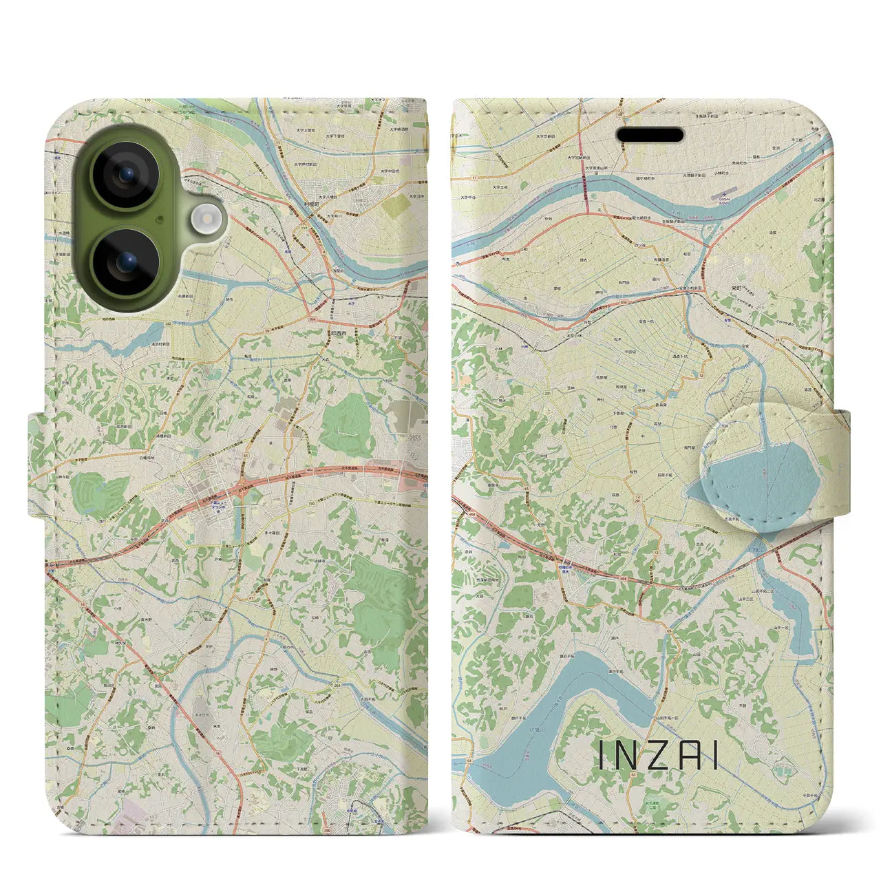 【印西(千葉県)】地図柄iPhoneケース(手帳タイプ)モノトーン・iPhone 17 Pro Max 用