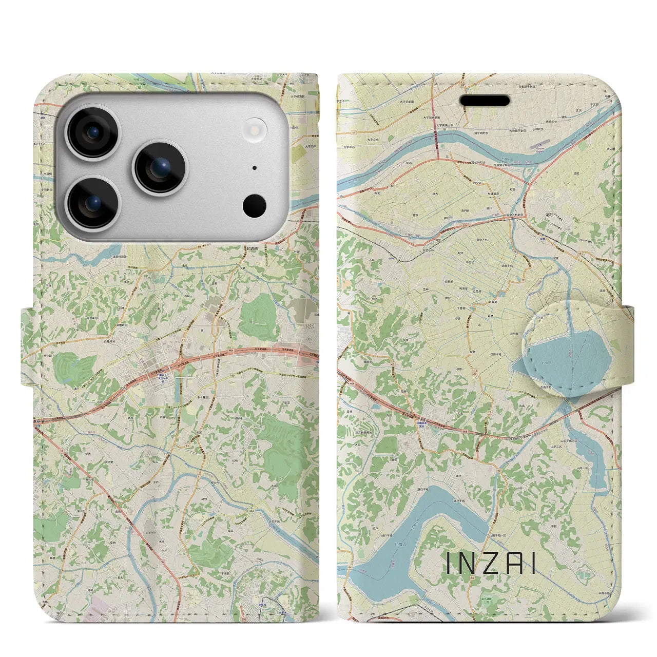 【印西(千葉県)】地図柄iPhoneケース(手帳タイプ)