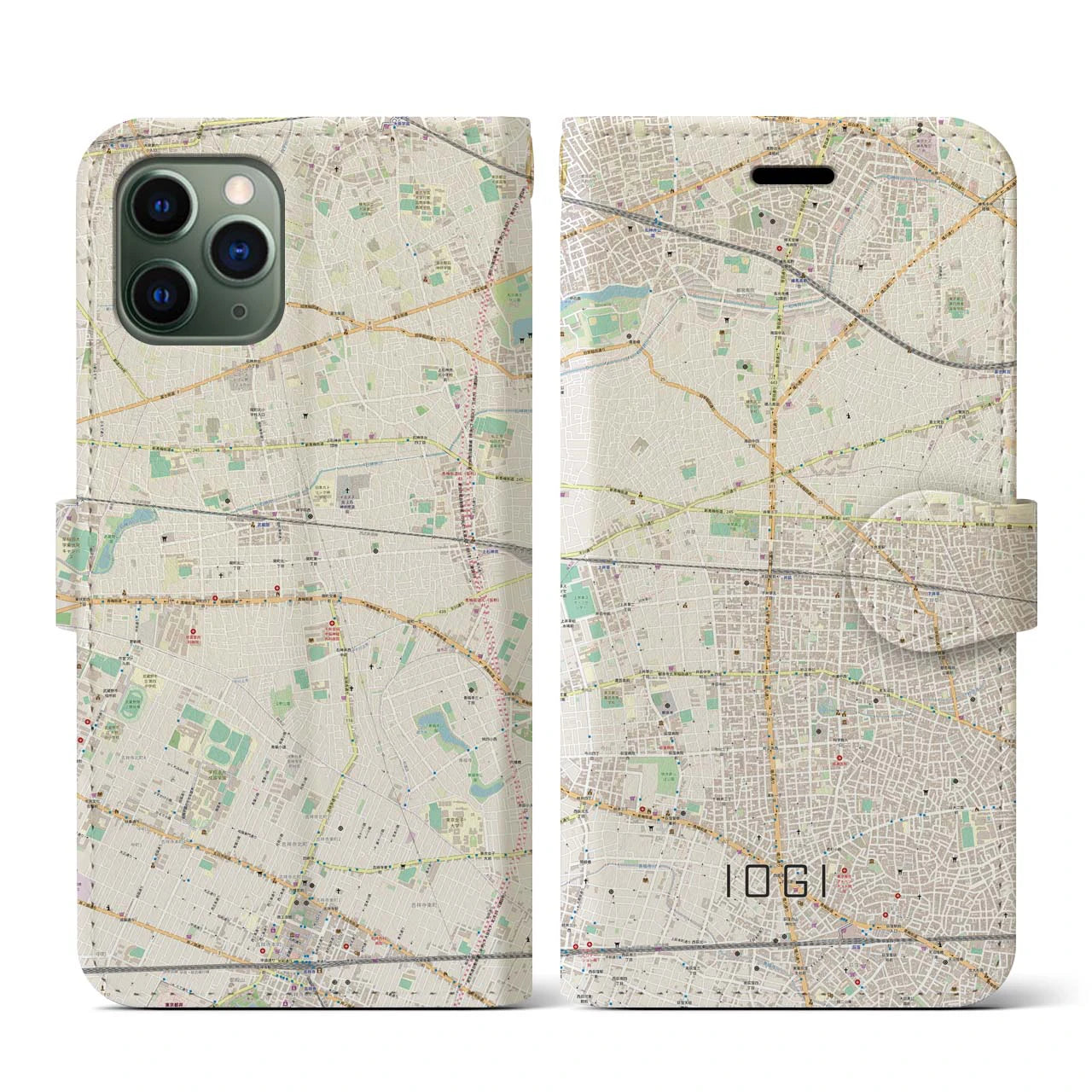【井荻(東京都)】地図柄iPhoneケース(手帳タイプ)ナチュラル・iPhone 11 Pro 用