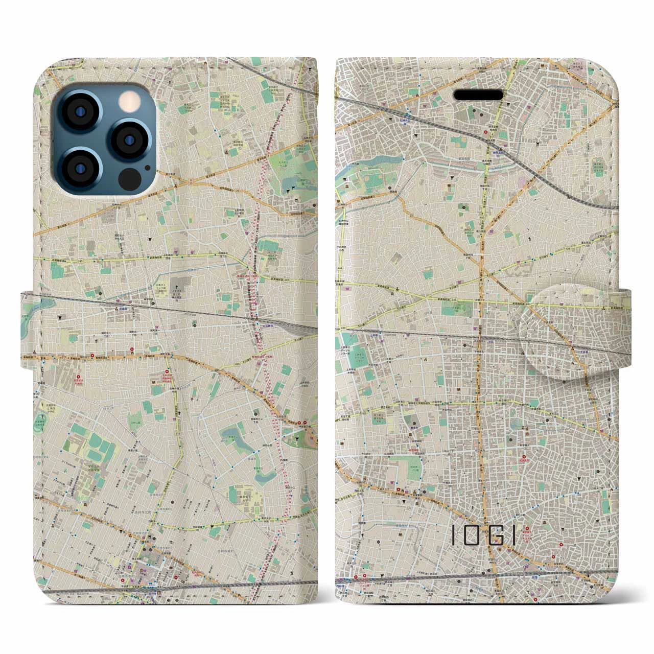 【井荻(東京都)】地図柄iPhoneケース(手帳タイプ)ナチュラル・iPhone 12 / 12 Pro 用