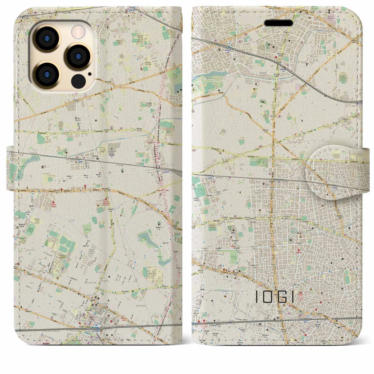 【井荻(東京都)】地図柄iPhoneケース(手帳タイプ)ナチュラル・iPhone 12 Pro Max 用