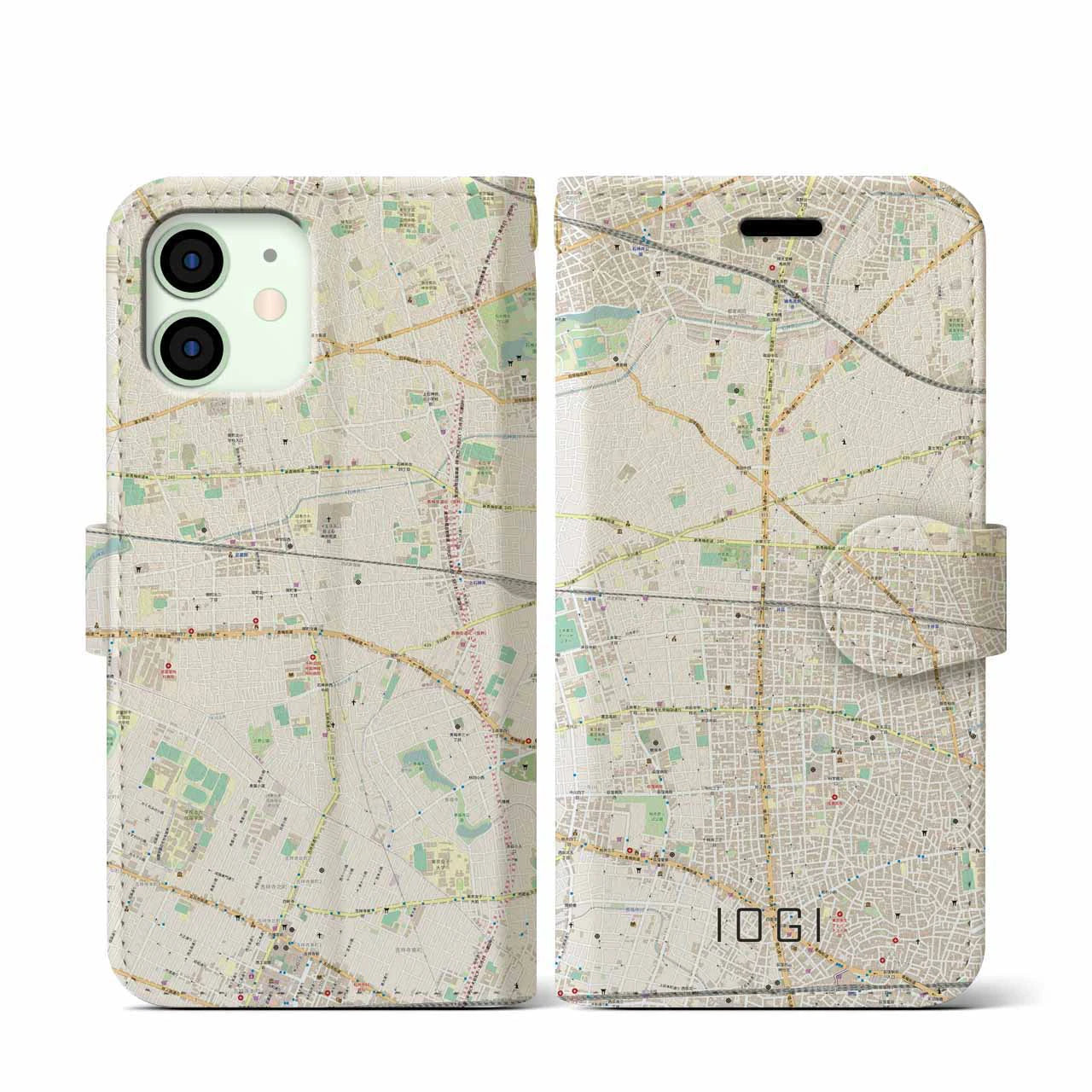 【井荻(東京都)】地図柄iPhoneケース(手帳タイプ)ナチュラル・iPhone 12 mini 用