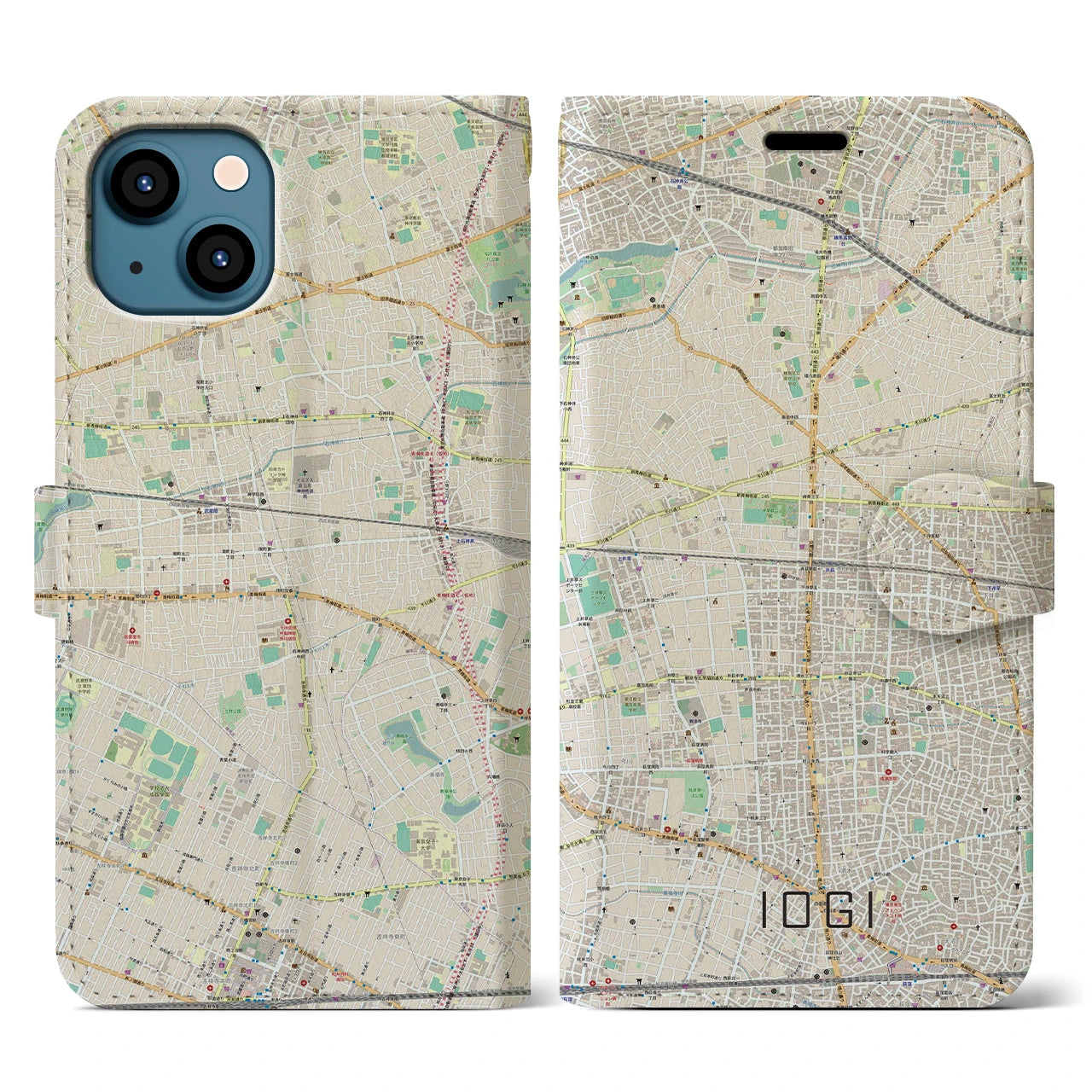 【井荻(東京都)】地図柄iPhoneケース(手帳タイプ)ナチュラル・iPhone 13 用