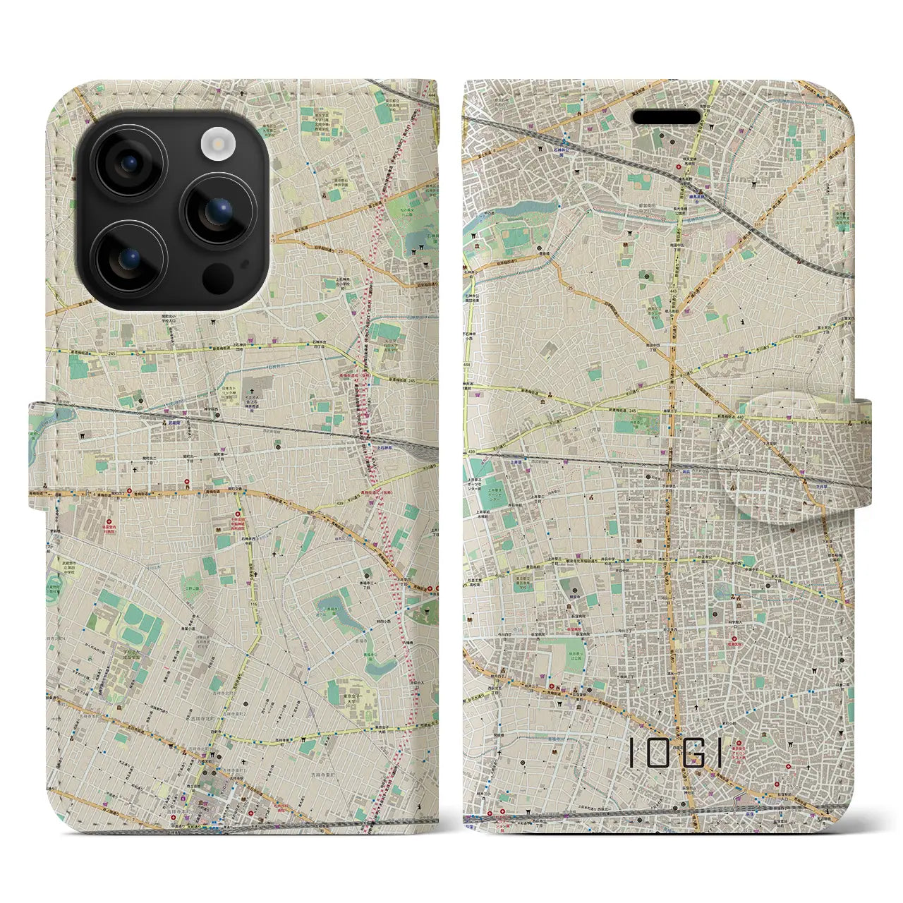 【井荻(東京都)】地図柄iPhoneケース(手帳タイプ)ナチュラル・iPhone 16 用