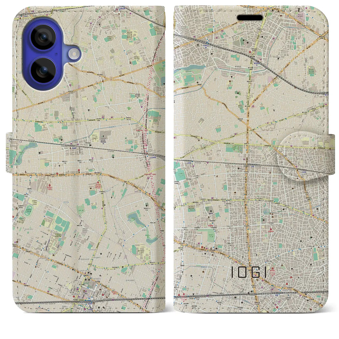 【井荻(東京都)】地図柄iPhoneケース(手帳タイプ)ナチュラル・iPhone 16 Pro Max 用