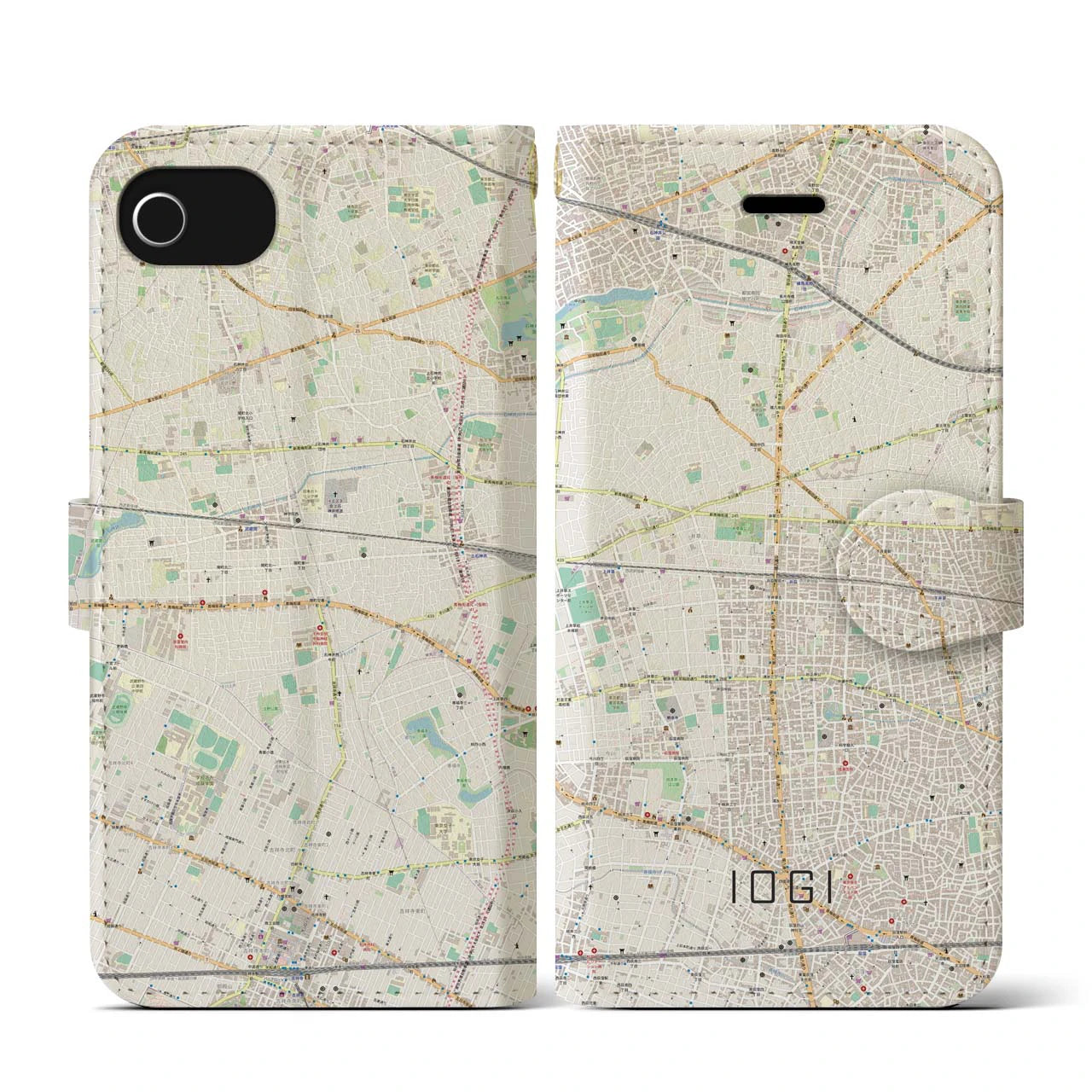 【井荻(東京都)】地図柄iPhoneケース(手帳タイプ)ナチュラル・iPhone SE(第3 / 第2世代) / 8 / 7 / 6s / 6 用
