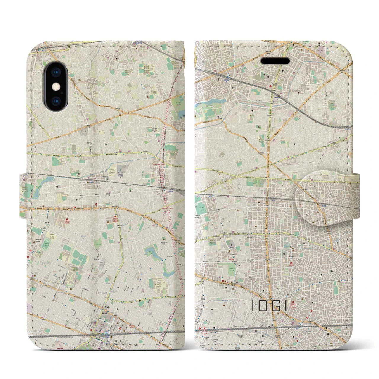 【井荻(東京都)】地図柄iPhoneケース(手帳タイプ)ナチュラル・iPhone XS / X 用