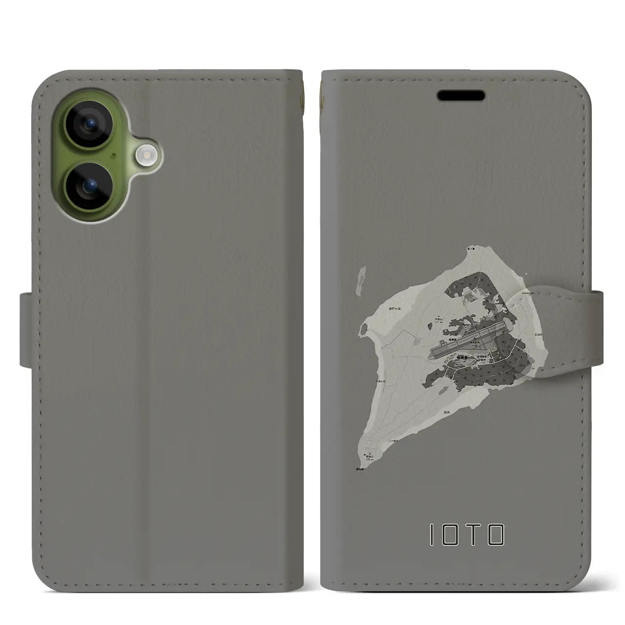 【硫黄島(東京都)】地図柄iPhoneケース(手帳タイプ)