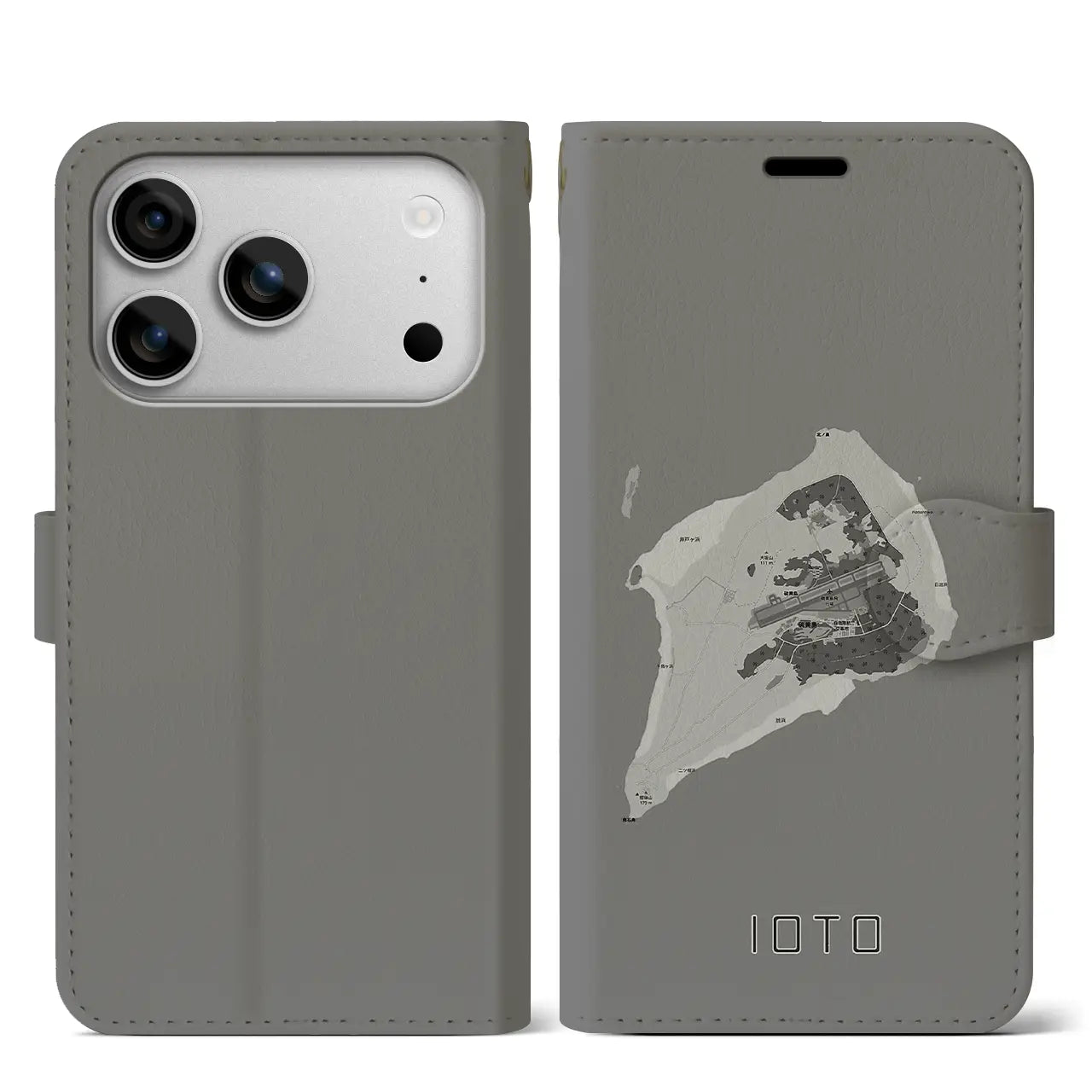 【硫黄島(東京都)】地図柄iPhoneケース(手帳タイプ)