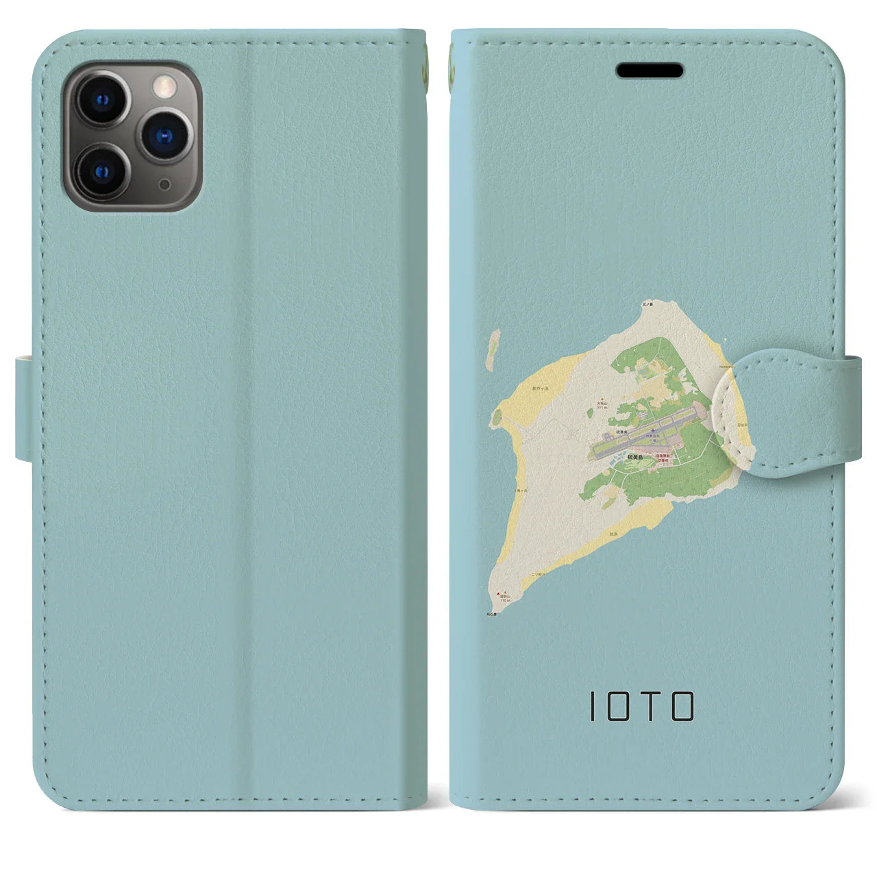 【硫黄島(東京都)】地図柄iPhoneケース(手帳タイプ)ナチュラル・iPhone 11 Pro Max 用