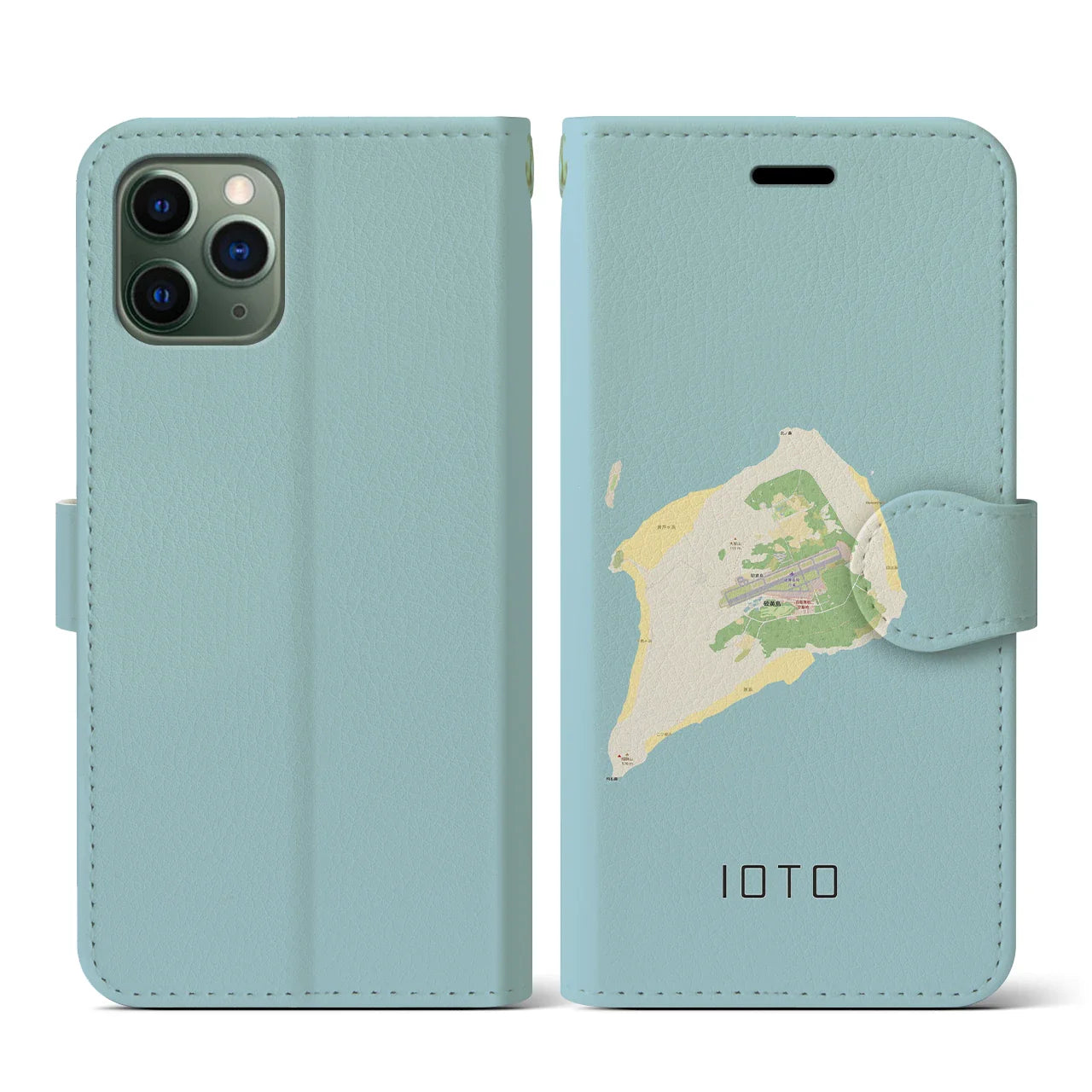【硫黄島(東京都)】地図柄iPhoneケース(手帳タイプ)ナチュラル・iPhone 11 Pro 用