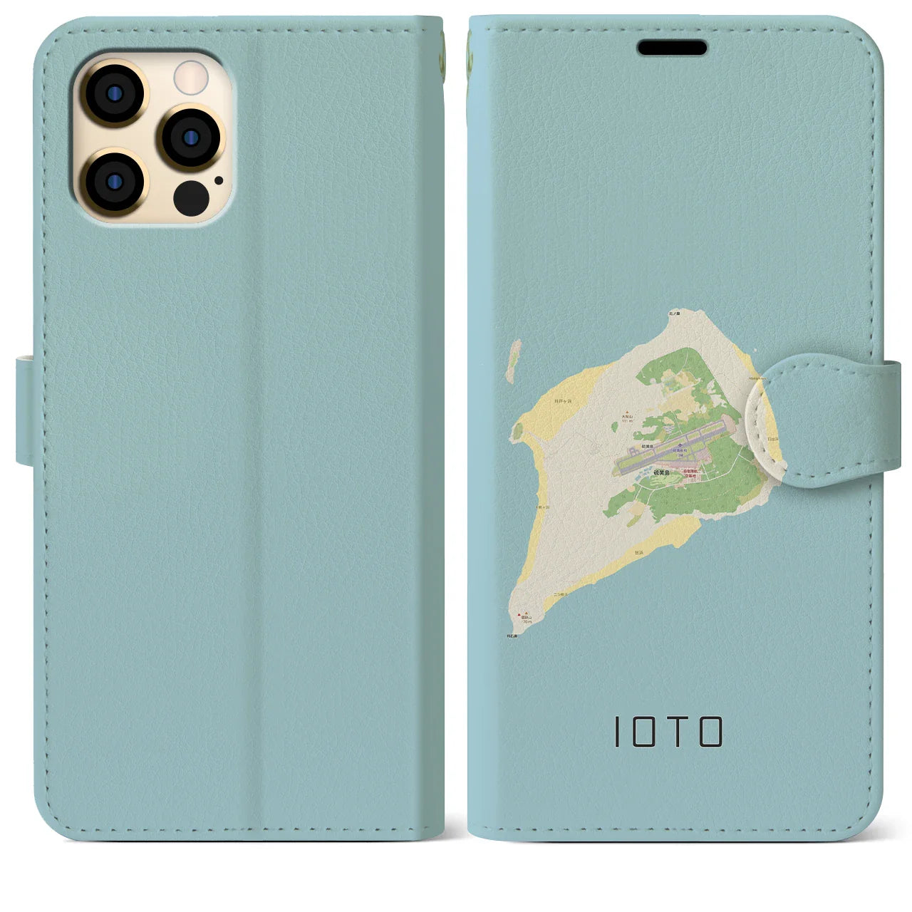 【硫黄島(東京都)】地図柄iPhoneケース(手帳タイプ)ナチュラル・iPhone 12 Pro Max 用