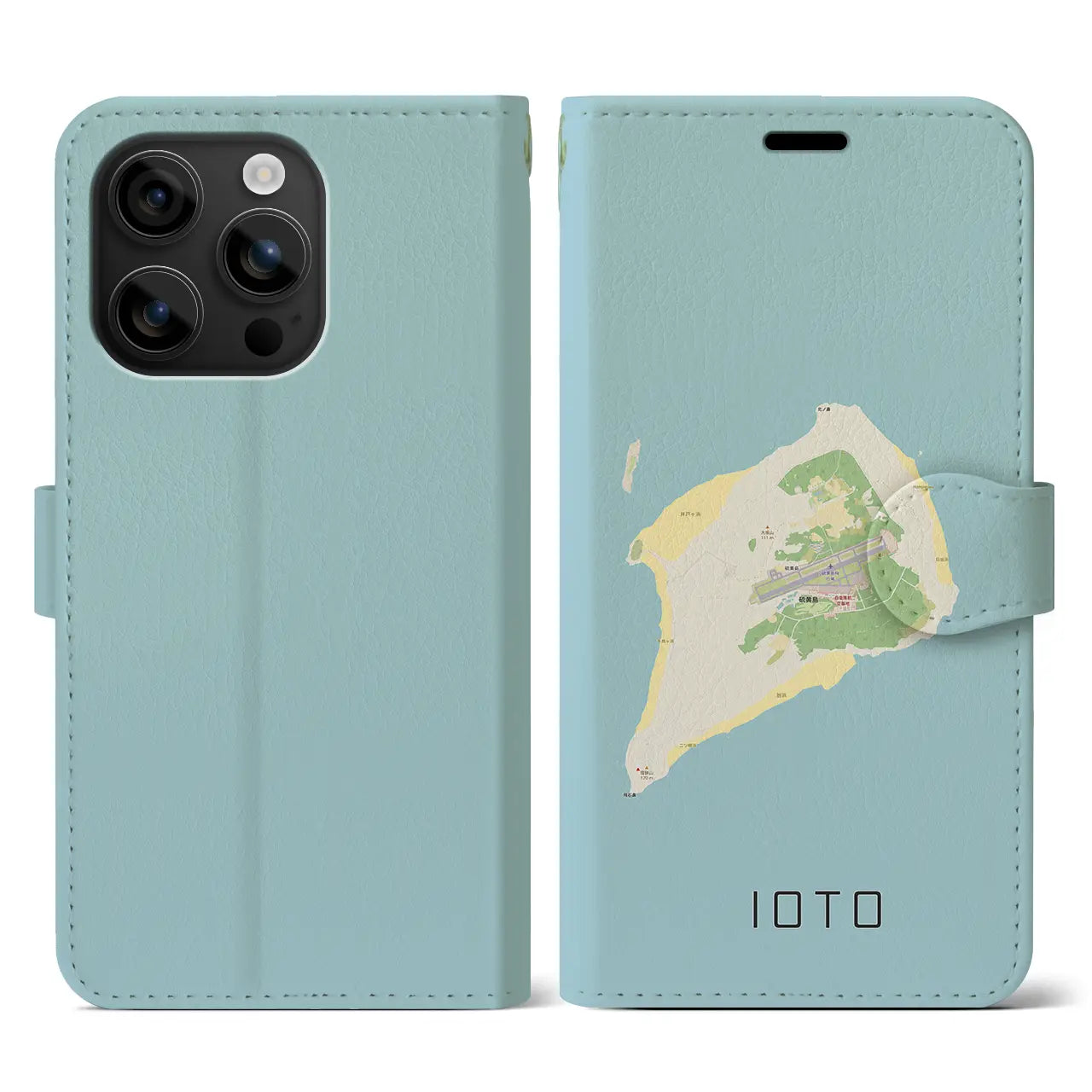 【硫黄島(東京都)】地図柄iPhoneケース(手帳タイプ)ナチュラル・iPhone 16 用